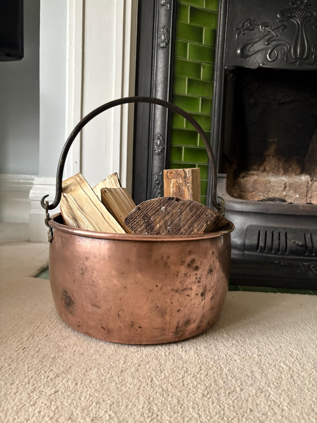Copper Cauldron, Log Bucket, Vintage Copper Pot