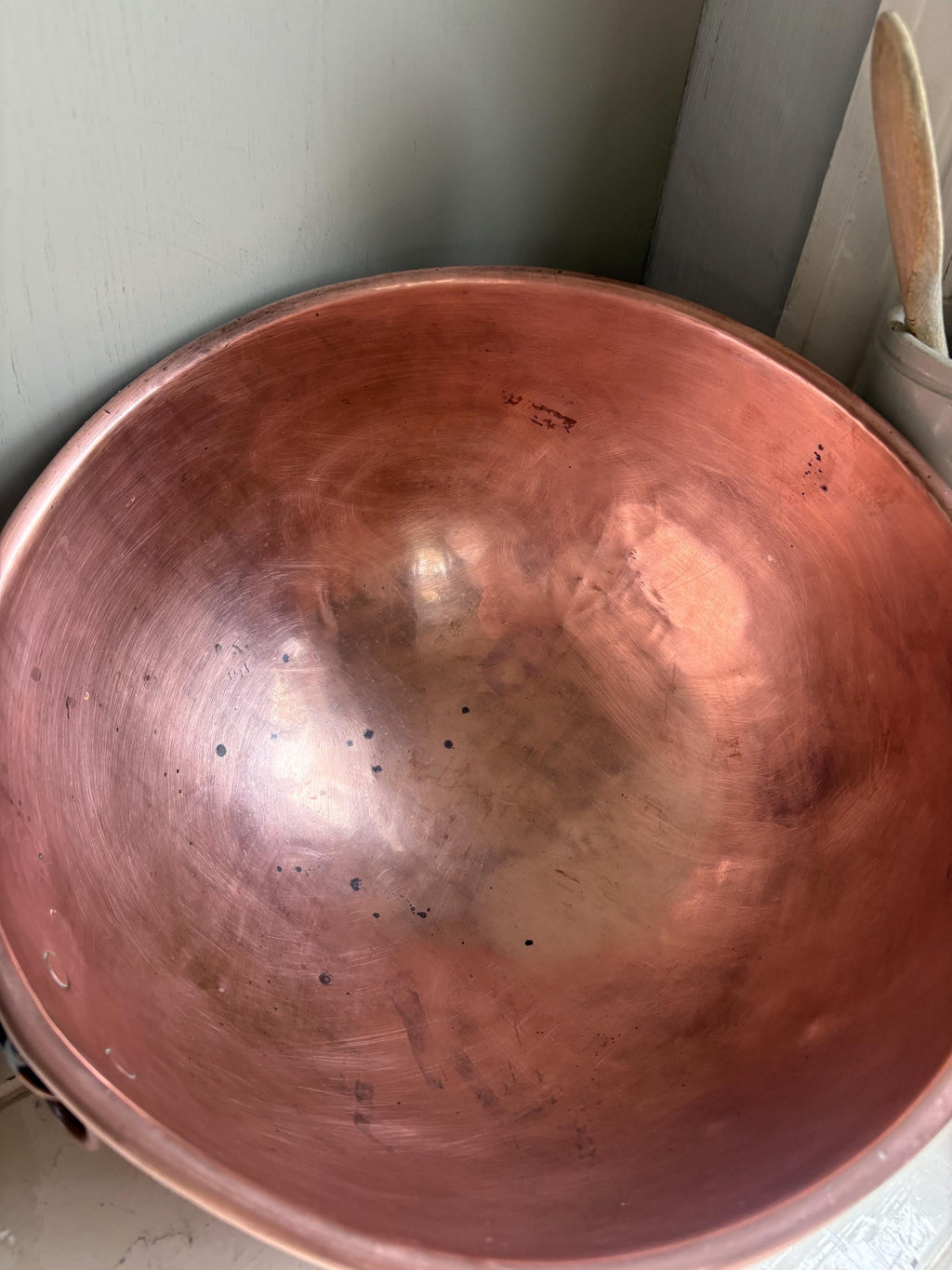 Large Copper Mixing Bowl, Vintage Kitchenalia