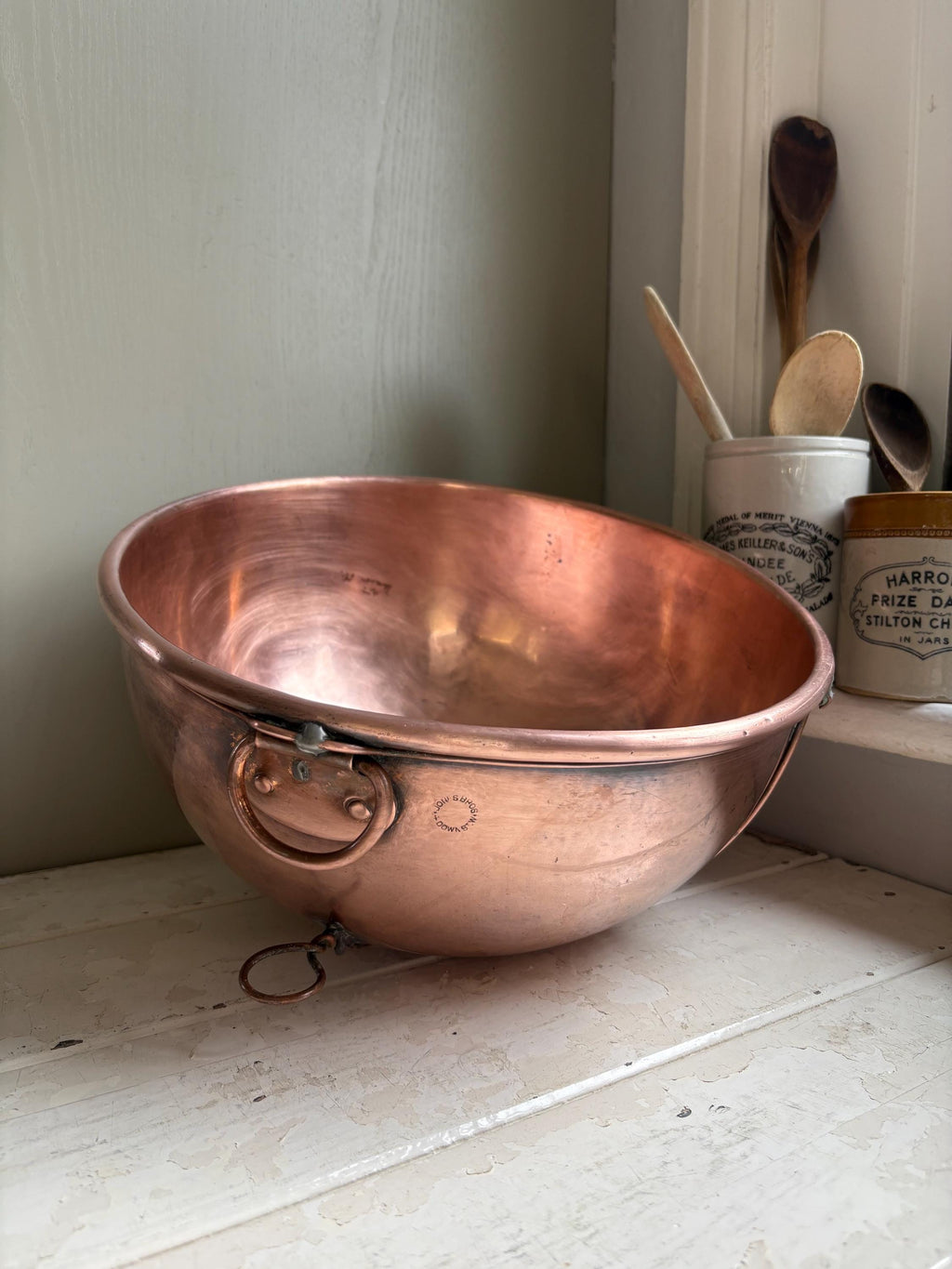 Large Copper Mixing Bowl, Vintage Kitchenalia