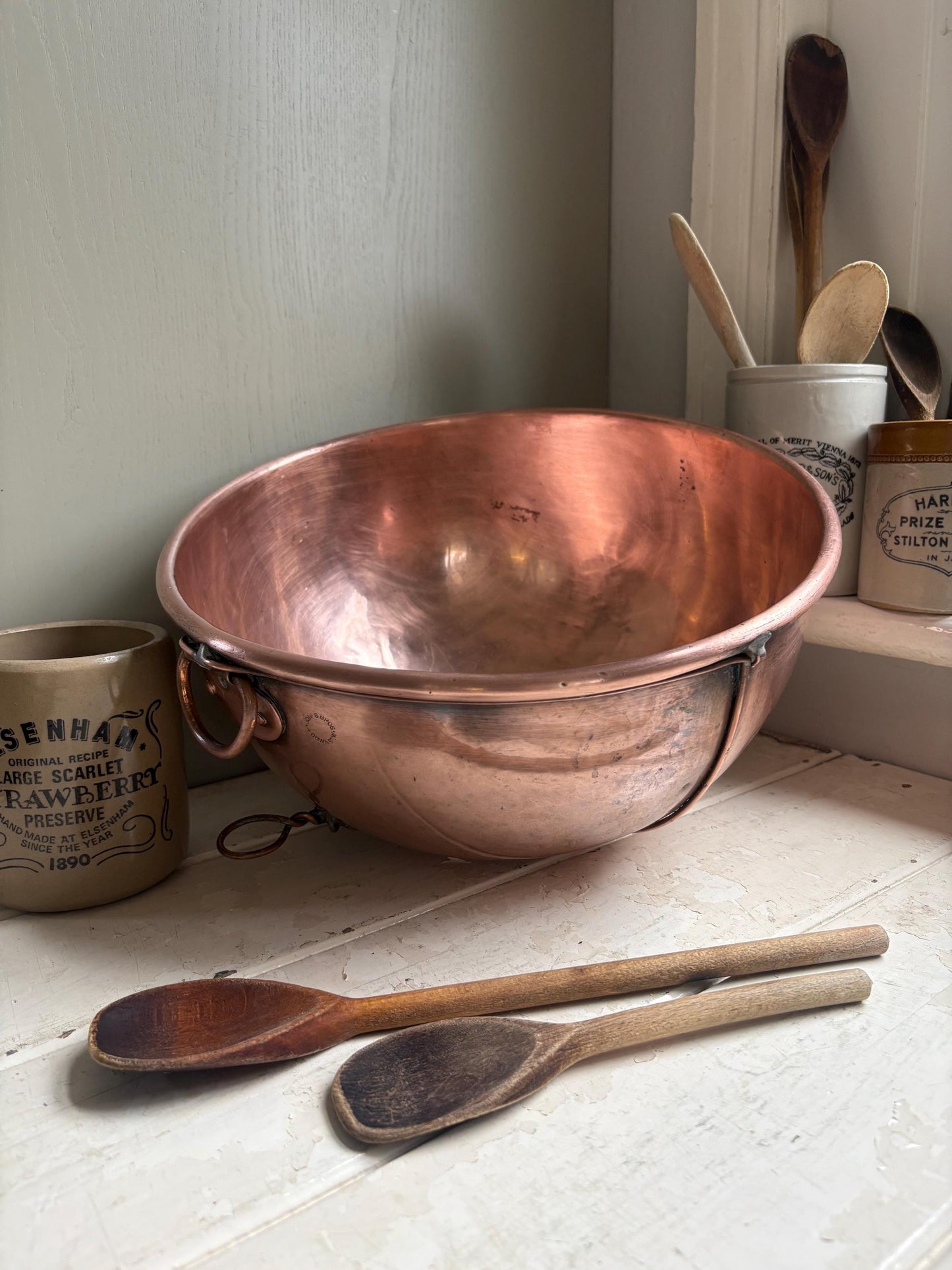 Large Copper Mixing Bowl, Vintage Kitchenalia