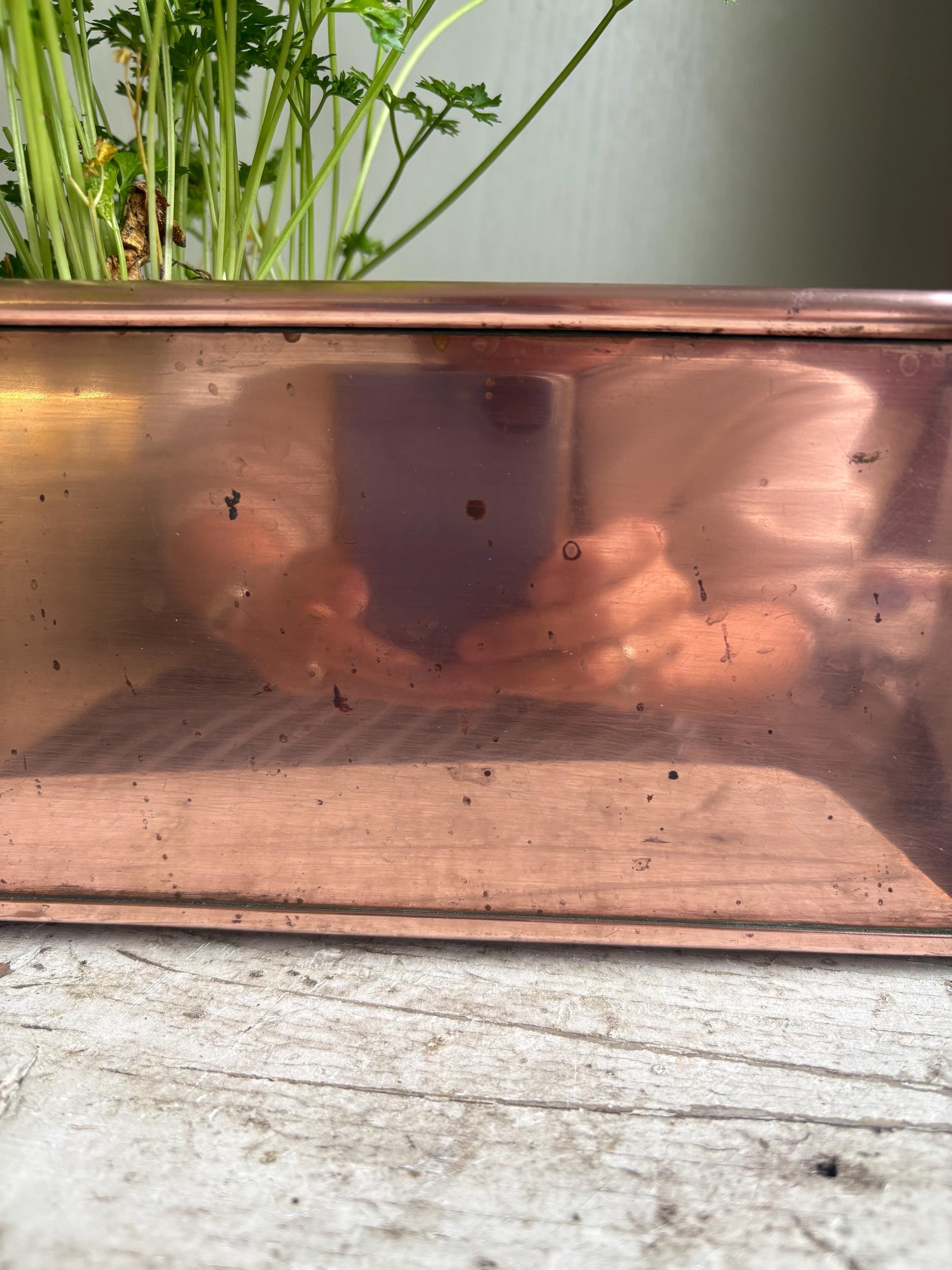 Vintage Copper Trough Planter: Kitchen Herb Windowsill Decor
