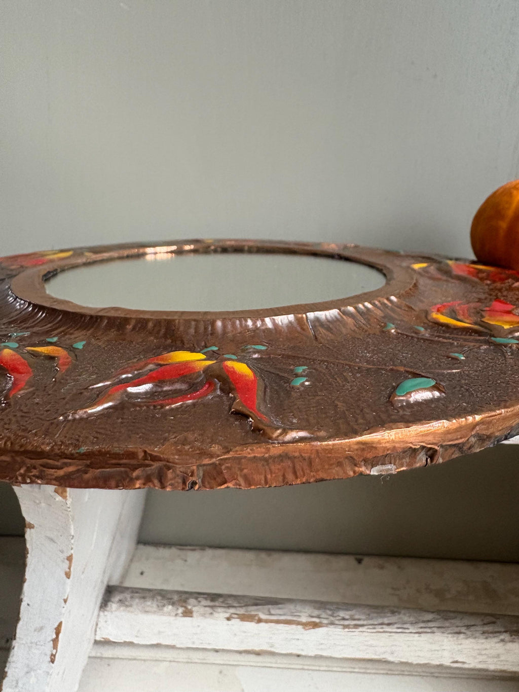 Royal Sable, Art Nouveau Style Copperware mirror.