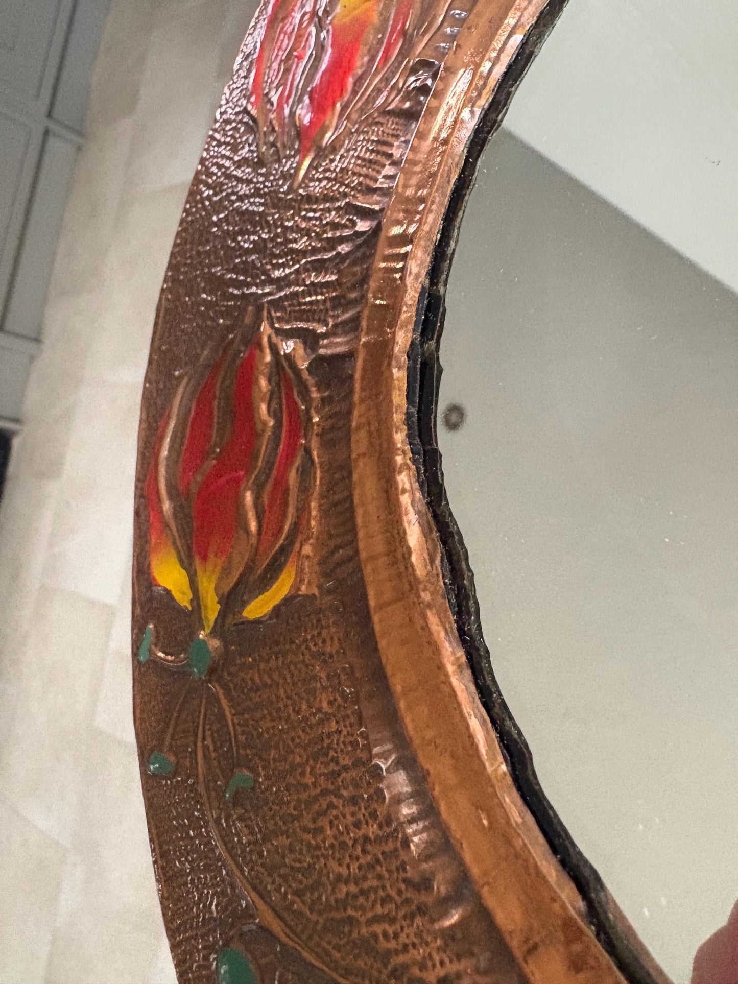 Royal Sable, Art Nouveau Style Copperware mirror.