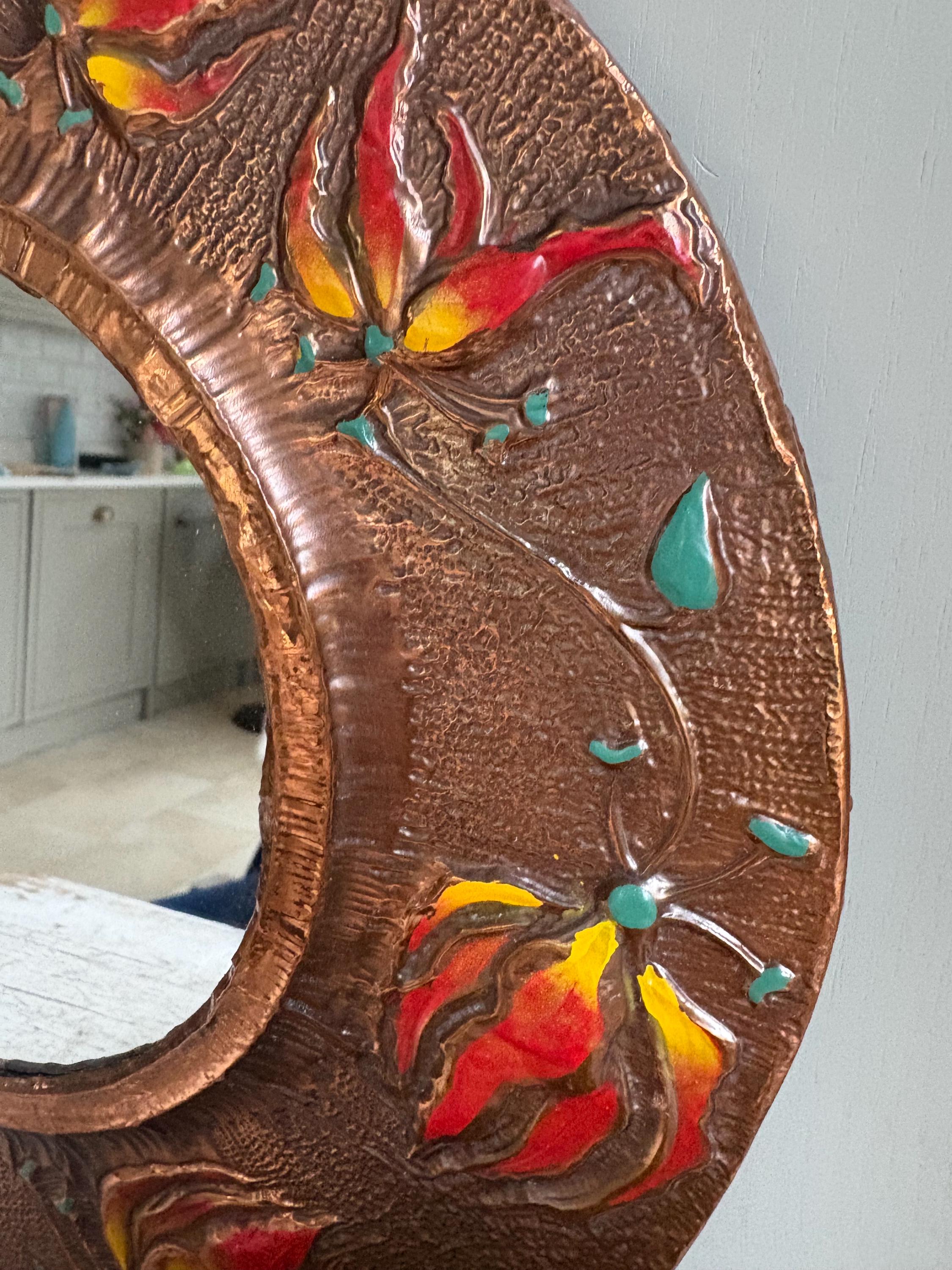 Royal Sable, Art Nouveau Style Copperware mirror.