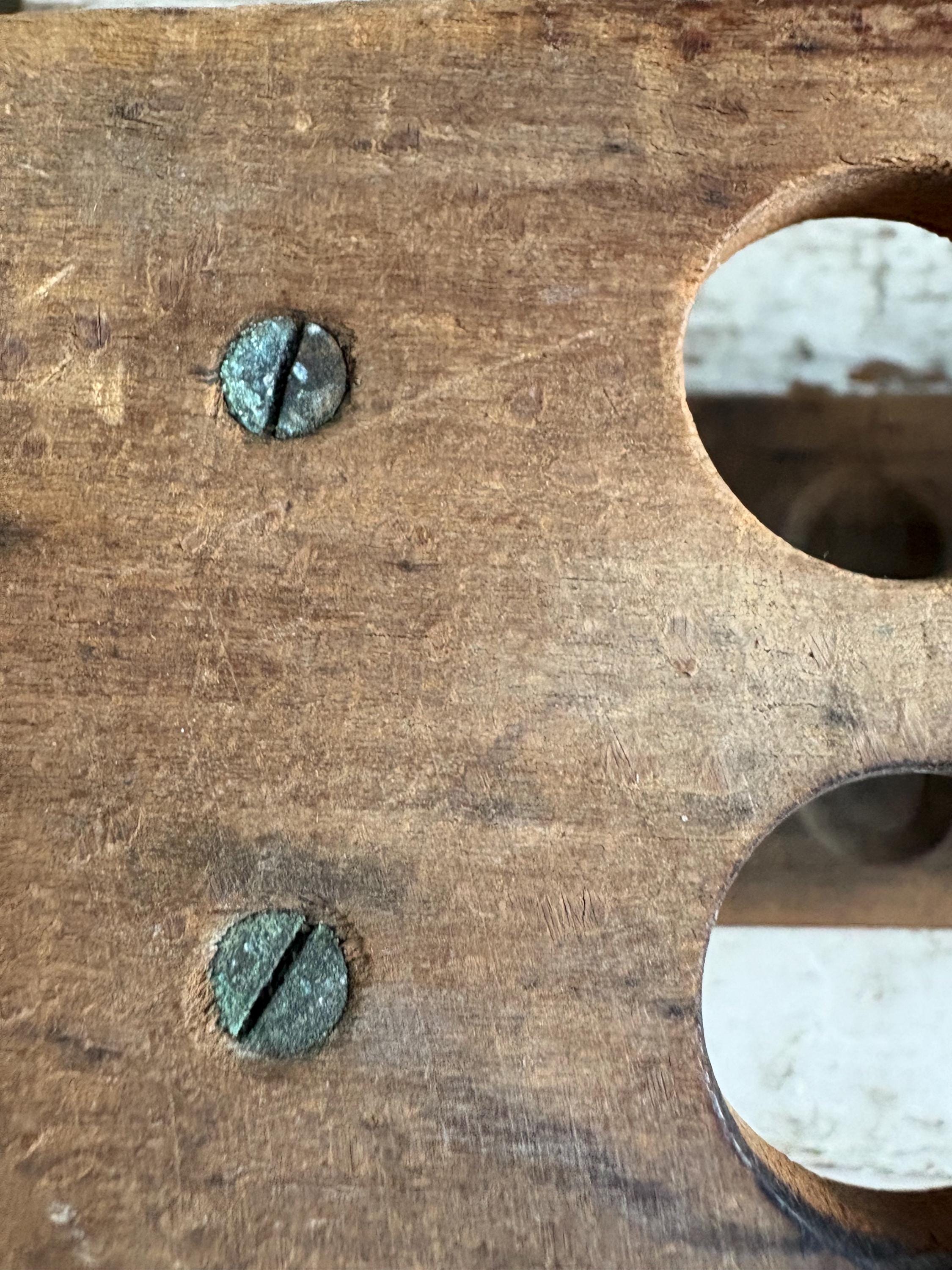 Vintage Wooden Test Tube Holder, Rustic Vase Display