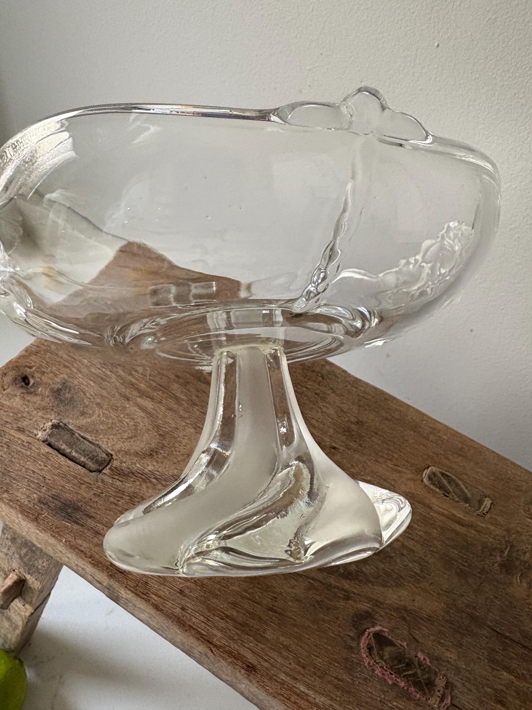 Vintage Frosted Glass Pedestal Bowl: Bon Bon or Fruit Dish