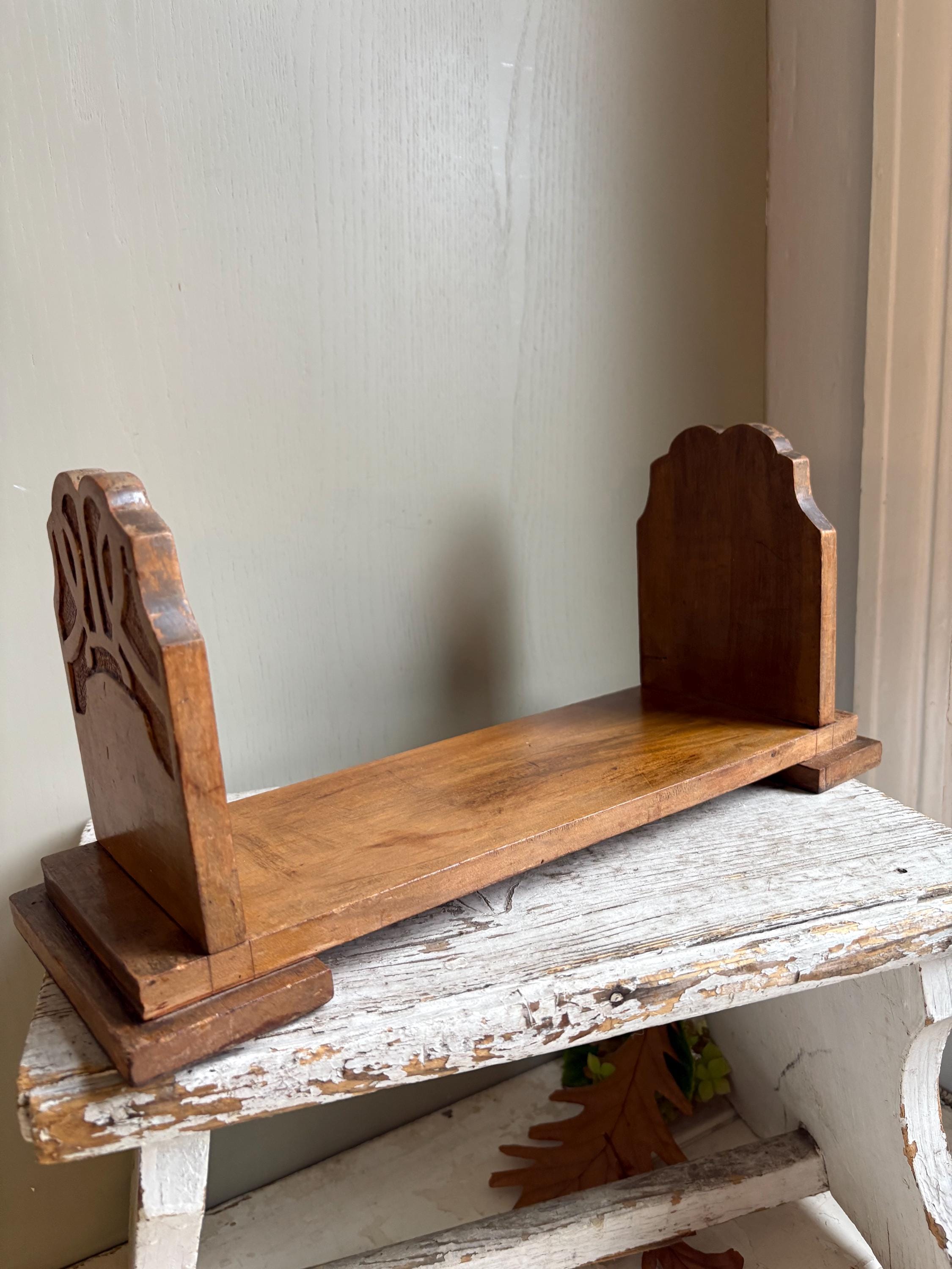 Vintage Oak Book Stand: Art Deco Carved Book Trough