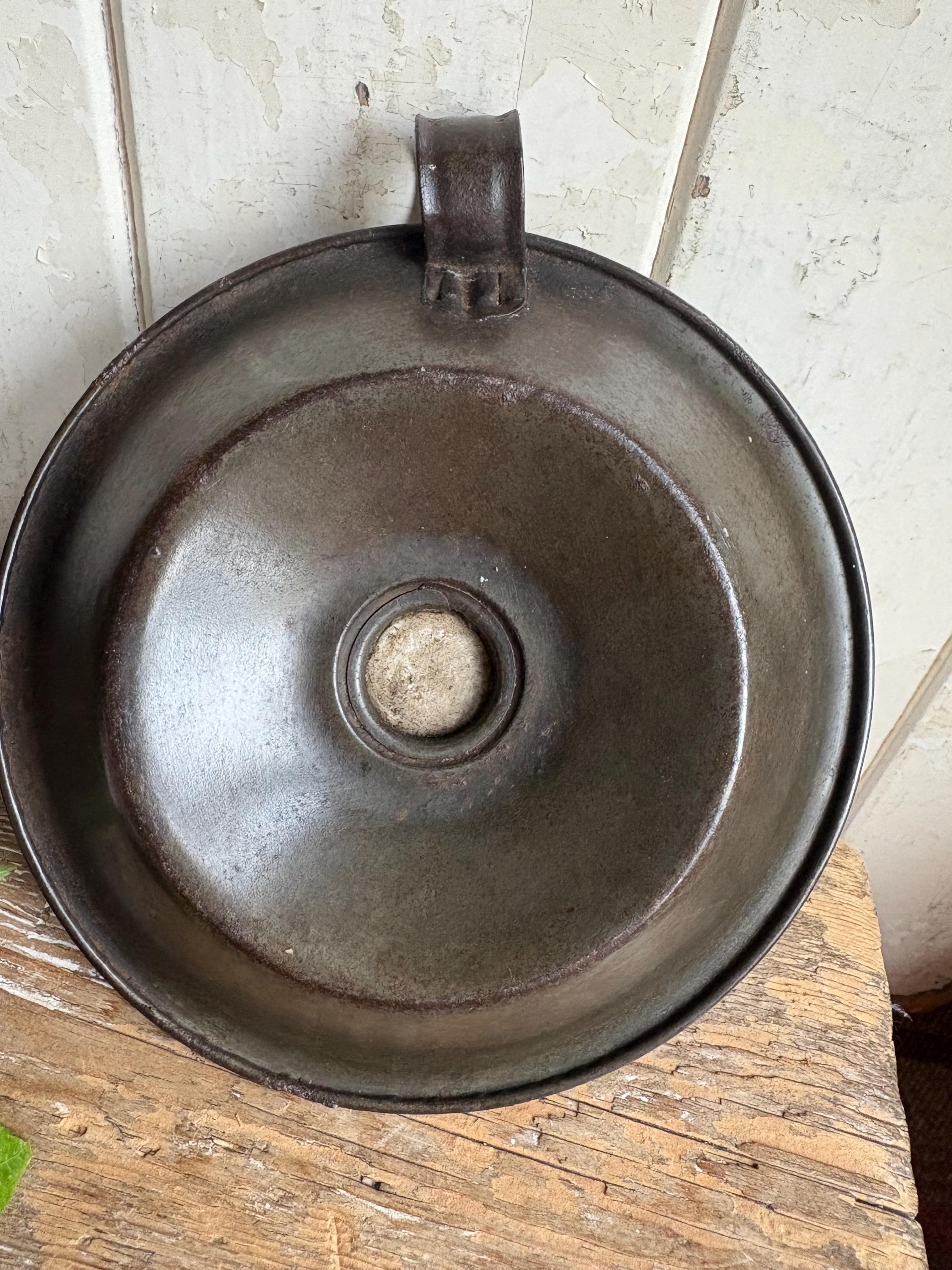 Vintage metal candle holder, Chamberstick holder.