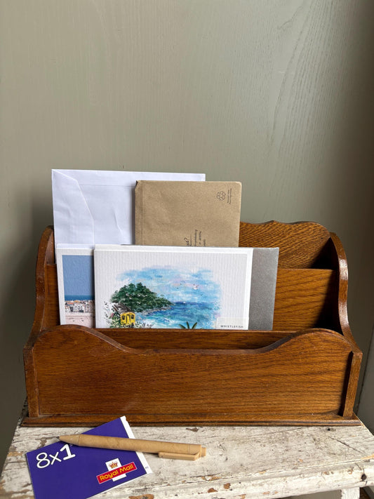 Large Vintage Wooden Letter Rack