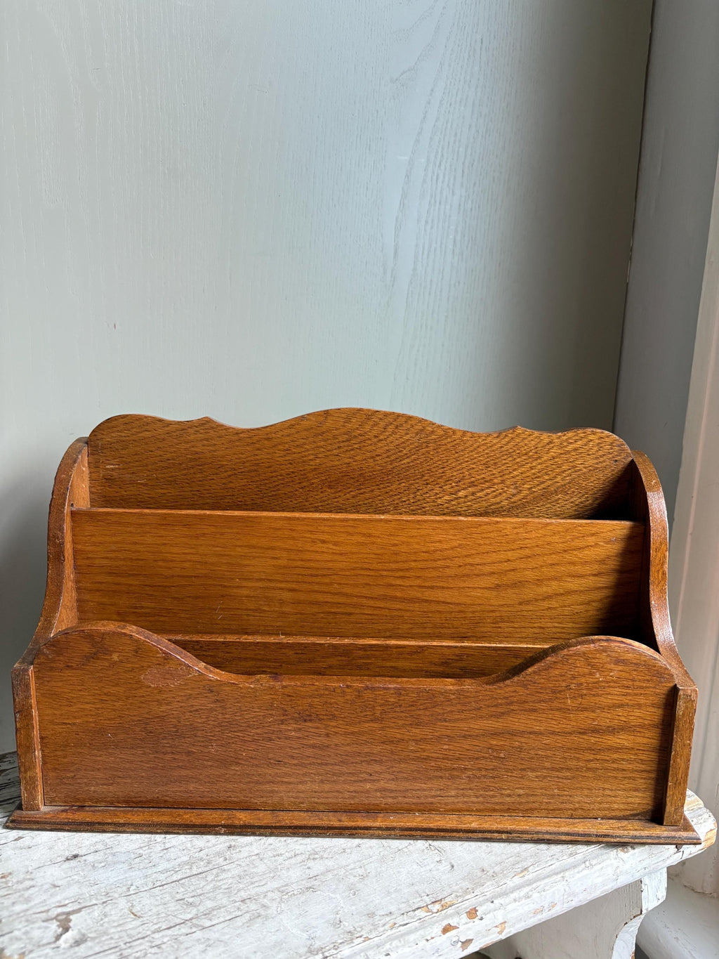 Large Vintage Wooden Letter Rack