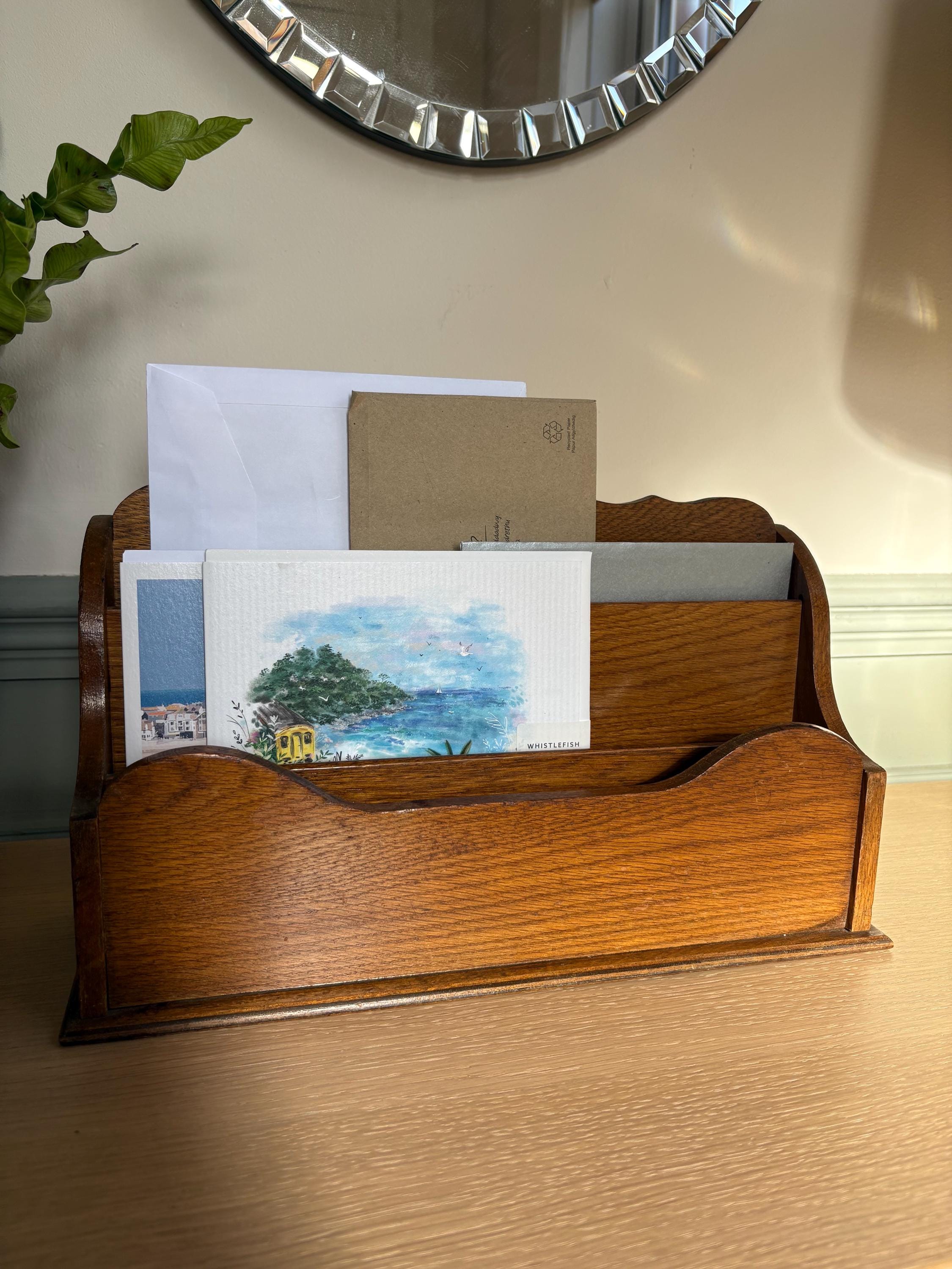 Large Vintage Wooden Letter Rack