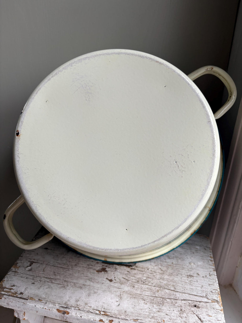 Large Two Handled Enamelware Bowl, Planter