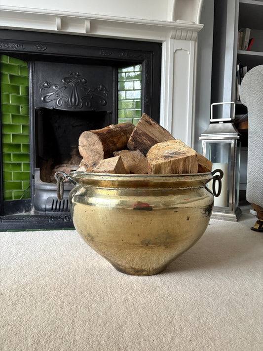 Enormous Brass Log Bin/Bucket, Large Brass Jardiniere