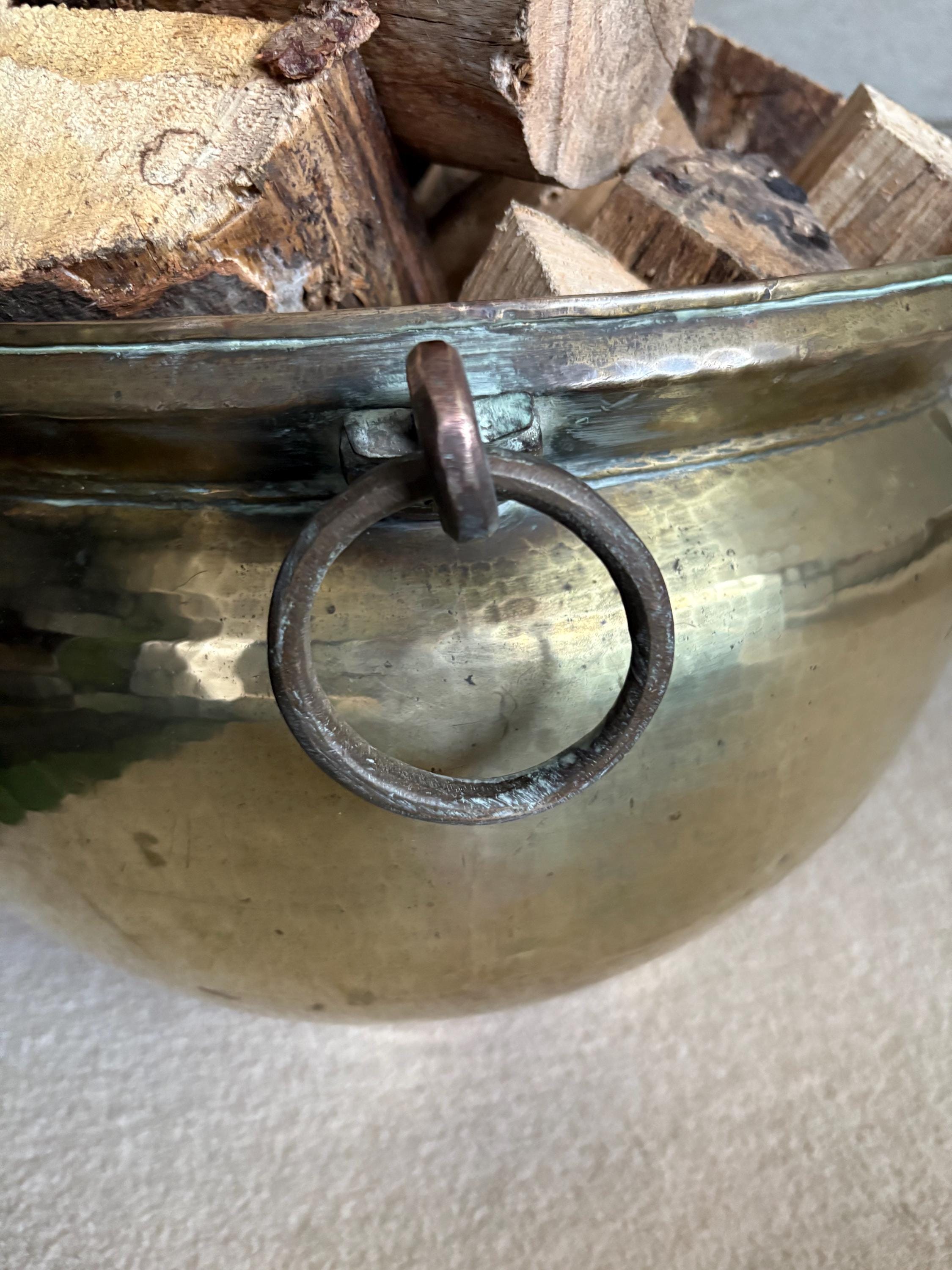 Enormous Brass Log Bin/Bucket, Large Brass Jardiniere