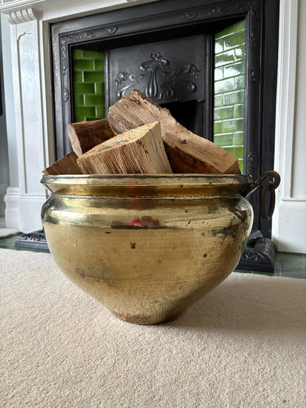 Enormous Brass Log Bin/Bucket, Large Brass Jardiniere