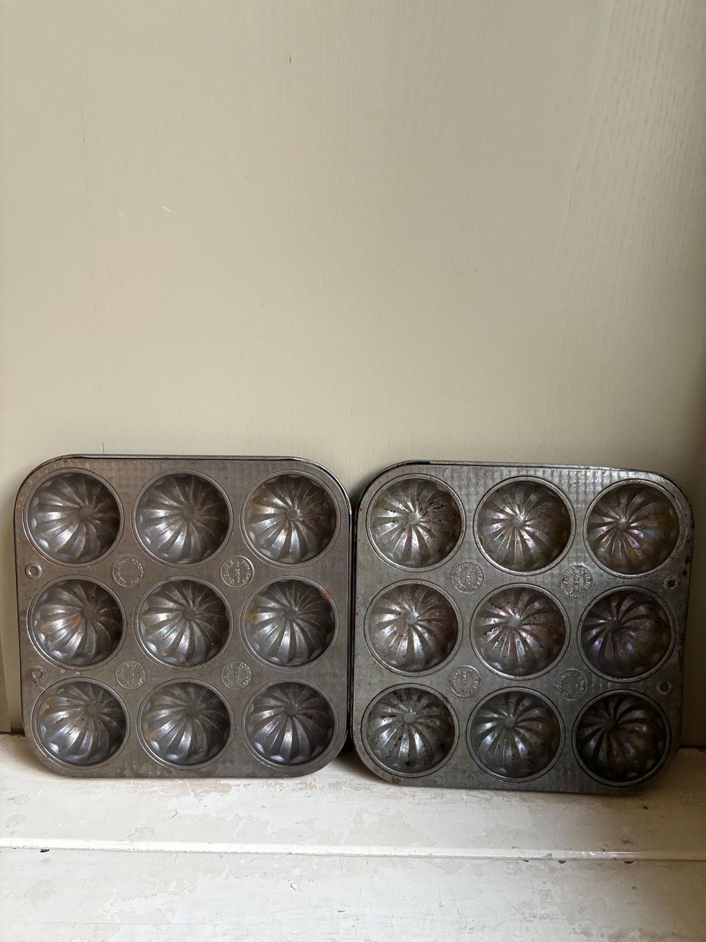 Set of TwoVintage Muffin Tray, Cupcake Tin, Mince pie Tins.