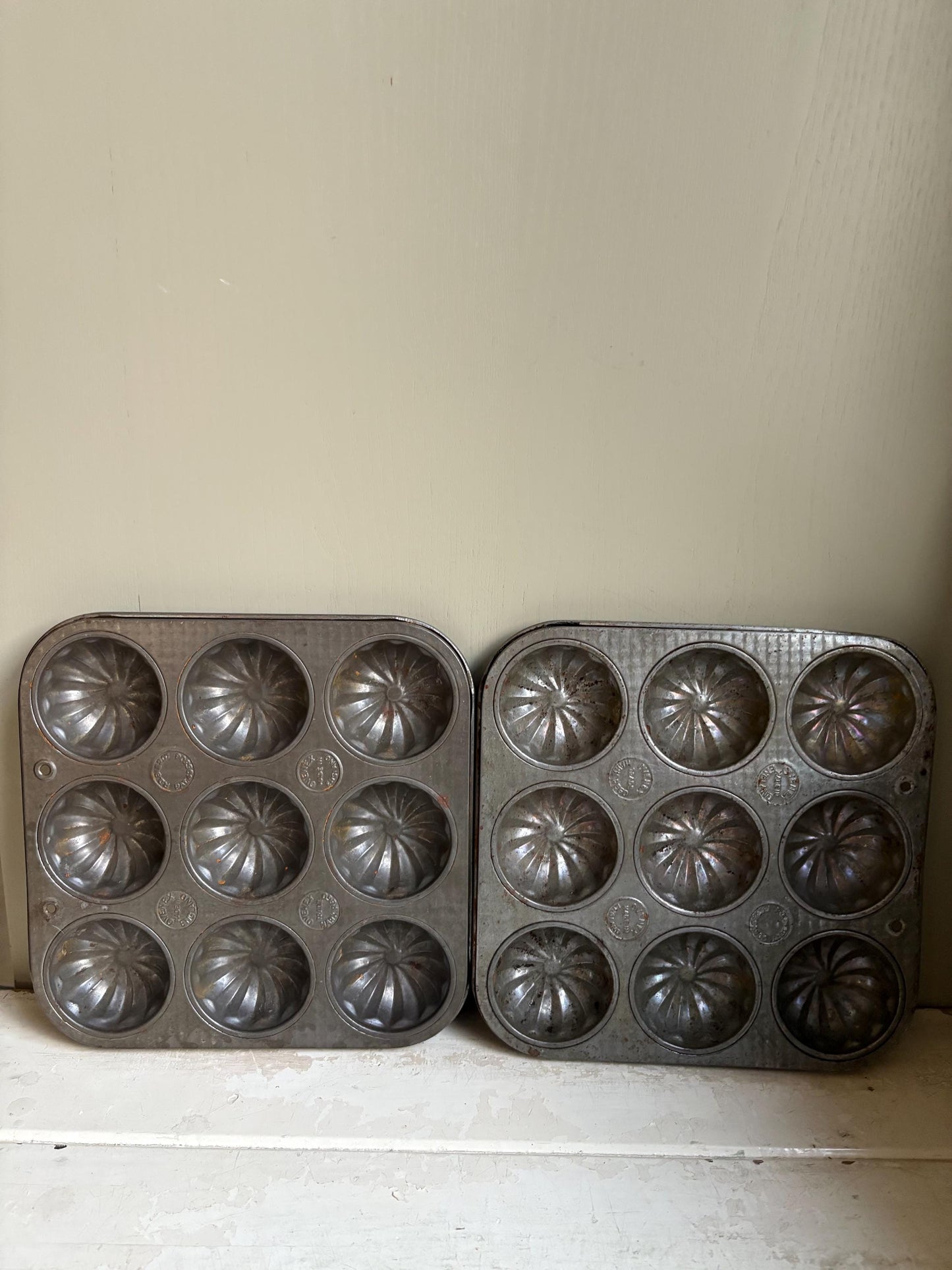 Set of TwoVintage Muffin Tray, Cupcake Tin, Mince pie Tins.