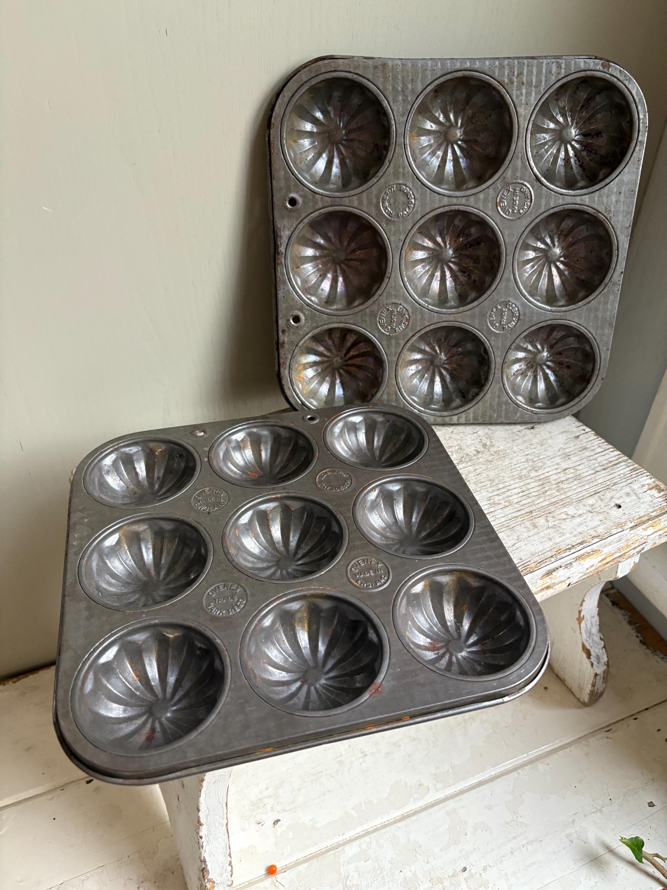 Set of TwoVintage Muffin Tray, Cupcake Tin, Mince pie Tins.