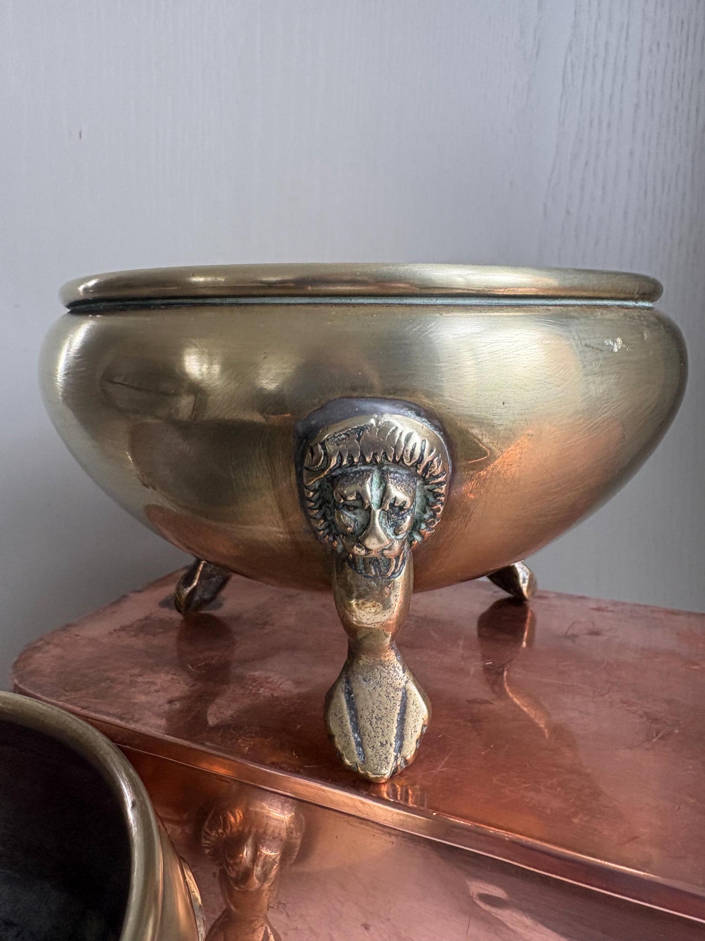 Set of TWO Brass Footed Bowls.