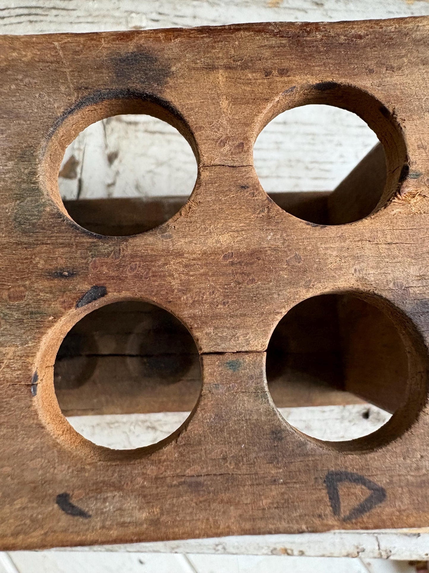 Vintage Wooden Test Tube Holder, Rustic Vase Display