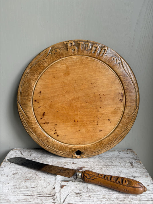 Vintage Carved Bread Board.