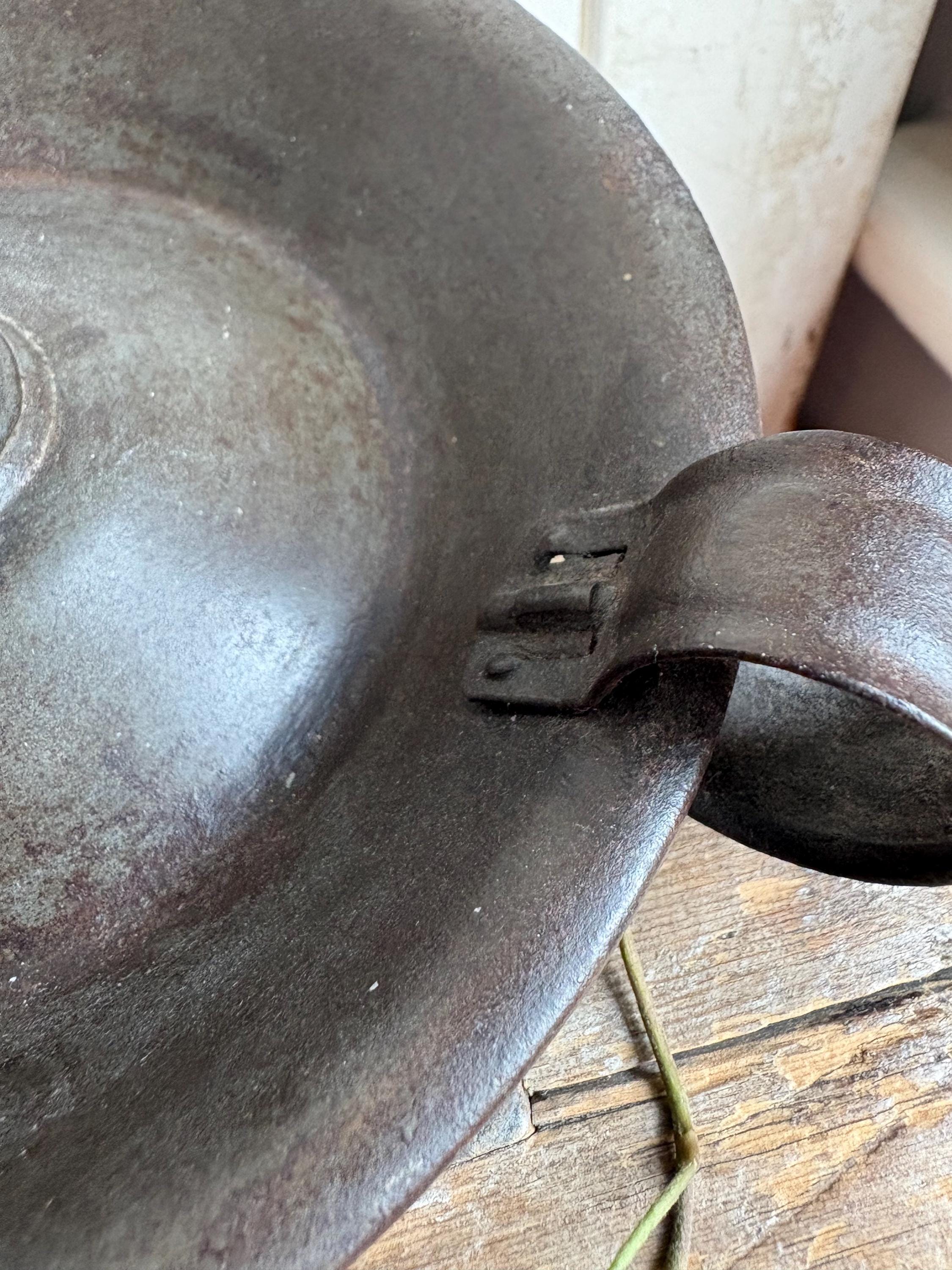 Vintage metal candle holder, Chamberstick holder.