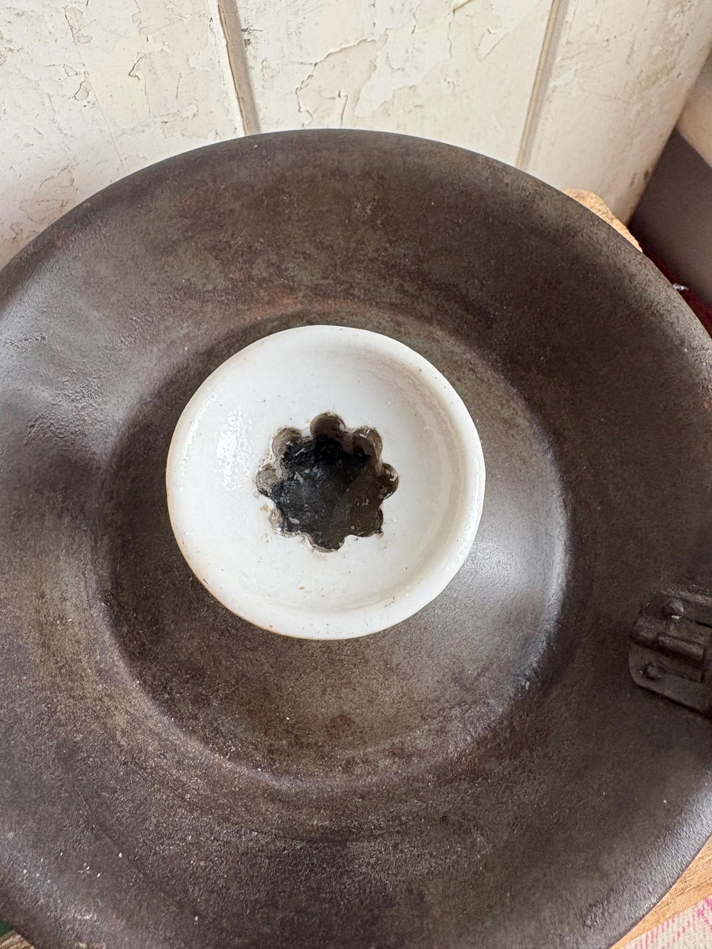 Vintage metal candle holder, Chamberstick holder.