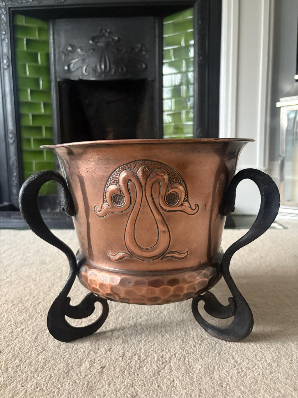 Arts and Crafts Copper Jardinere, Log Bin, Copper Planter.