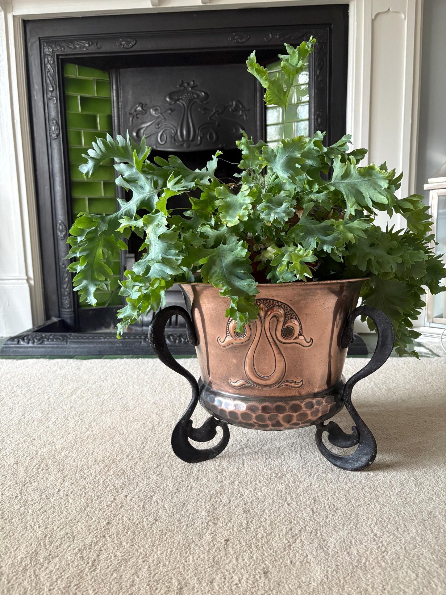 Arts and Crafts Copper Jardinere, Log Bin, Copper Planter.