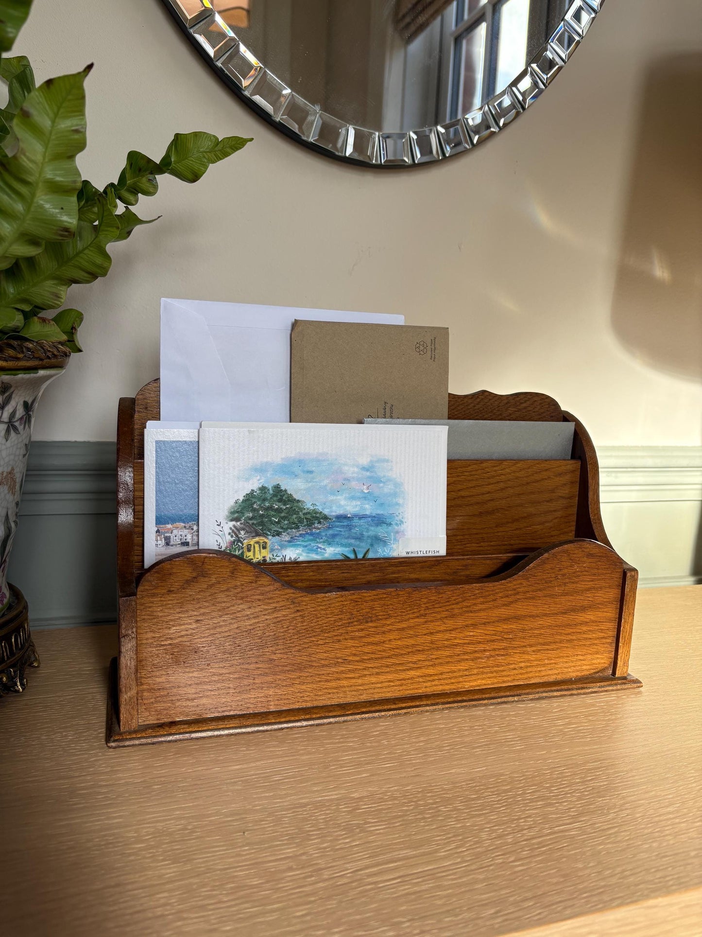 Large Vintage Wooden Letter Rack