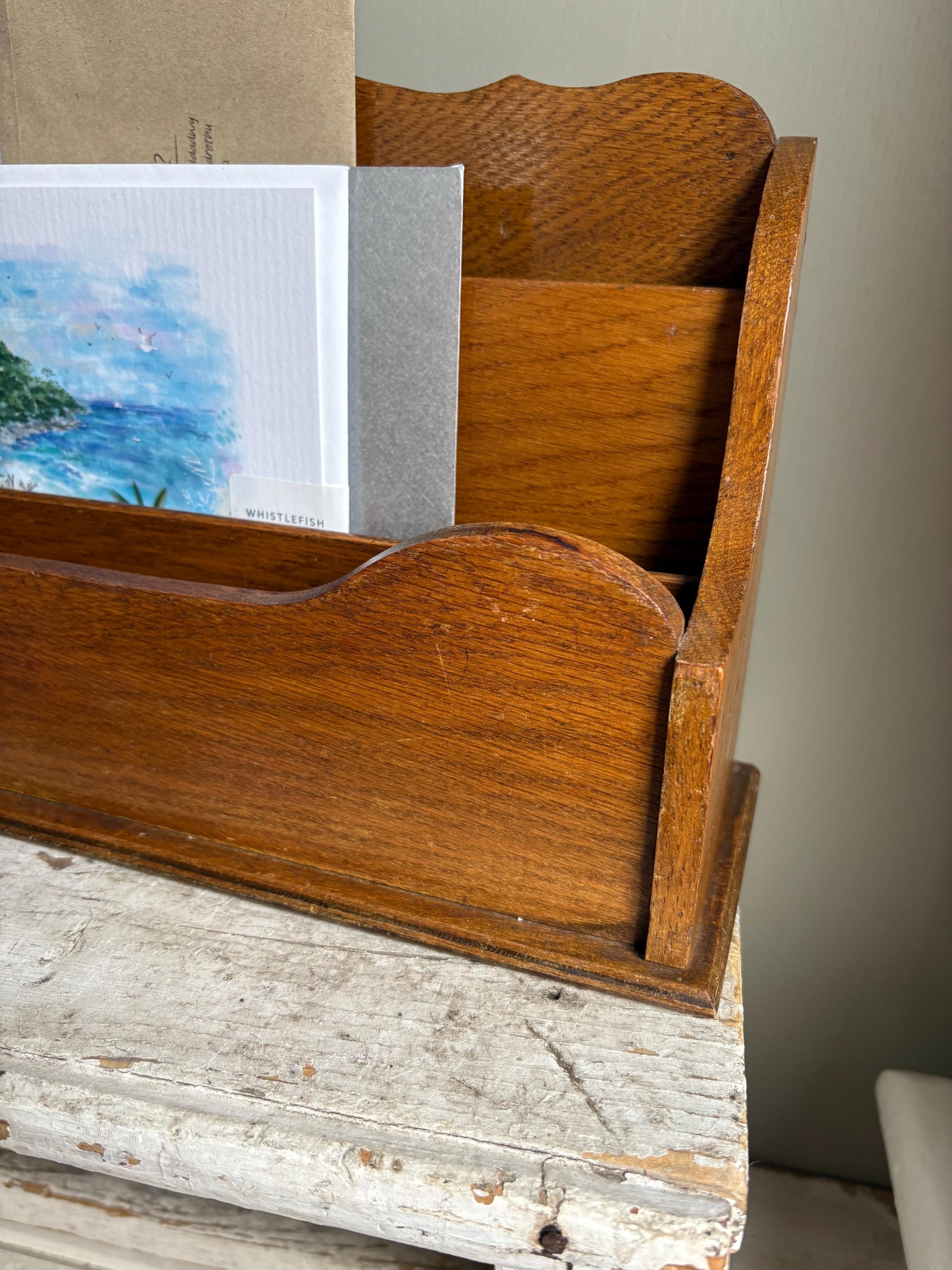 Large Vintage Wooden Letter Rack