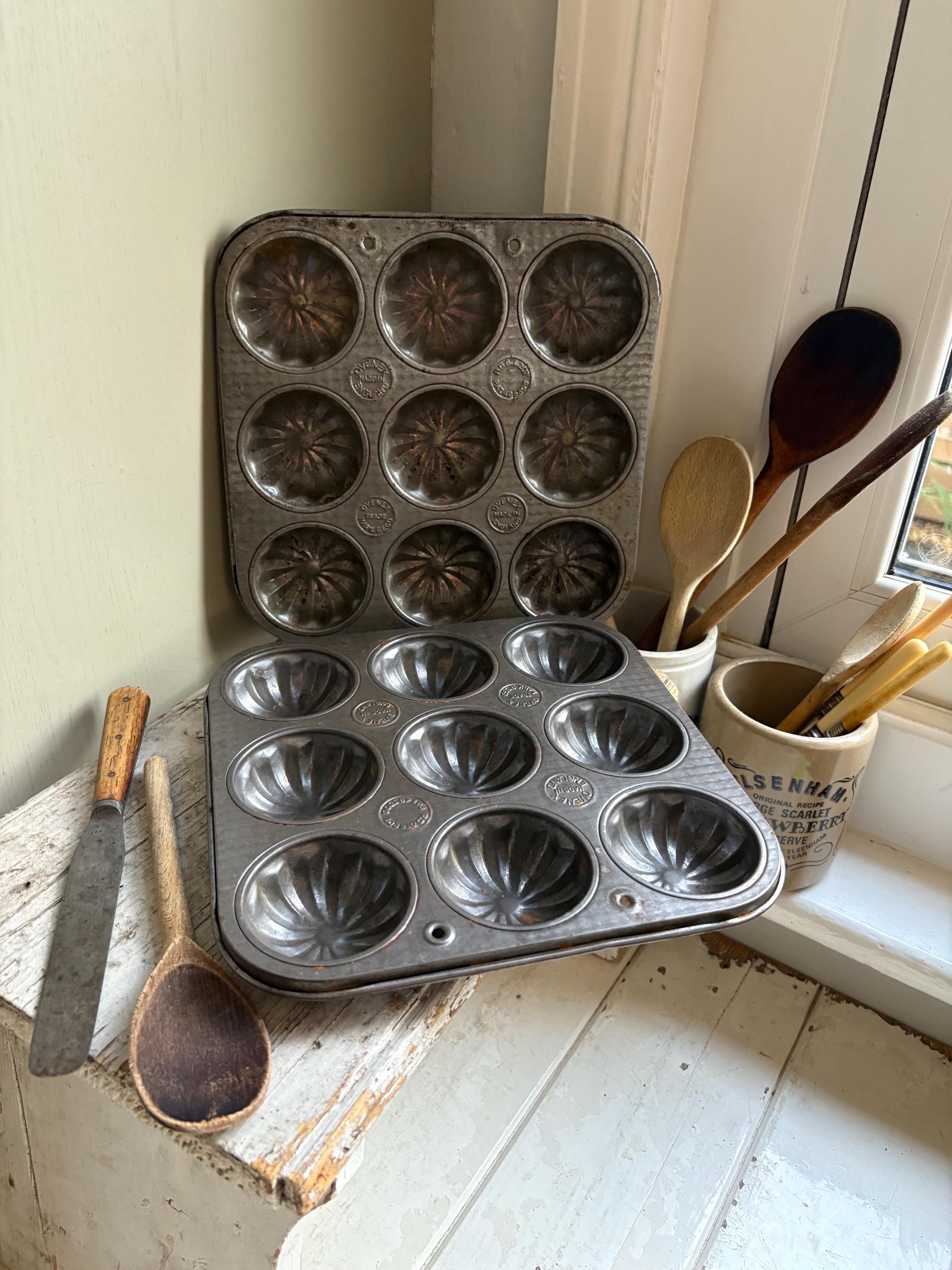 Set of TwoVintage Muffin Tray, Cupcake Tin, Mince pie Tins.