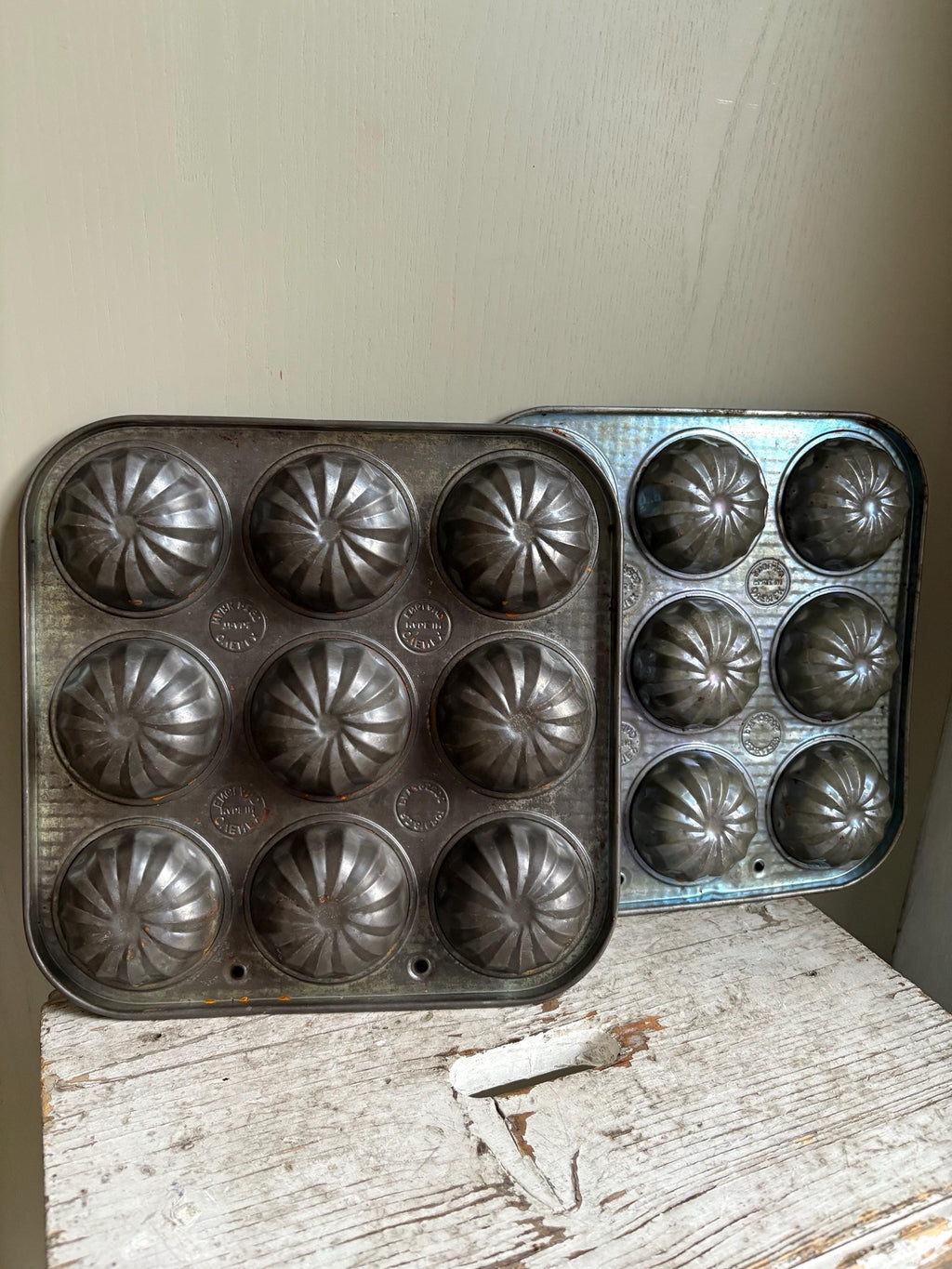 Set of TwoVintage Muffin Tray, Cupcake Tin, Mince pie Tins.
