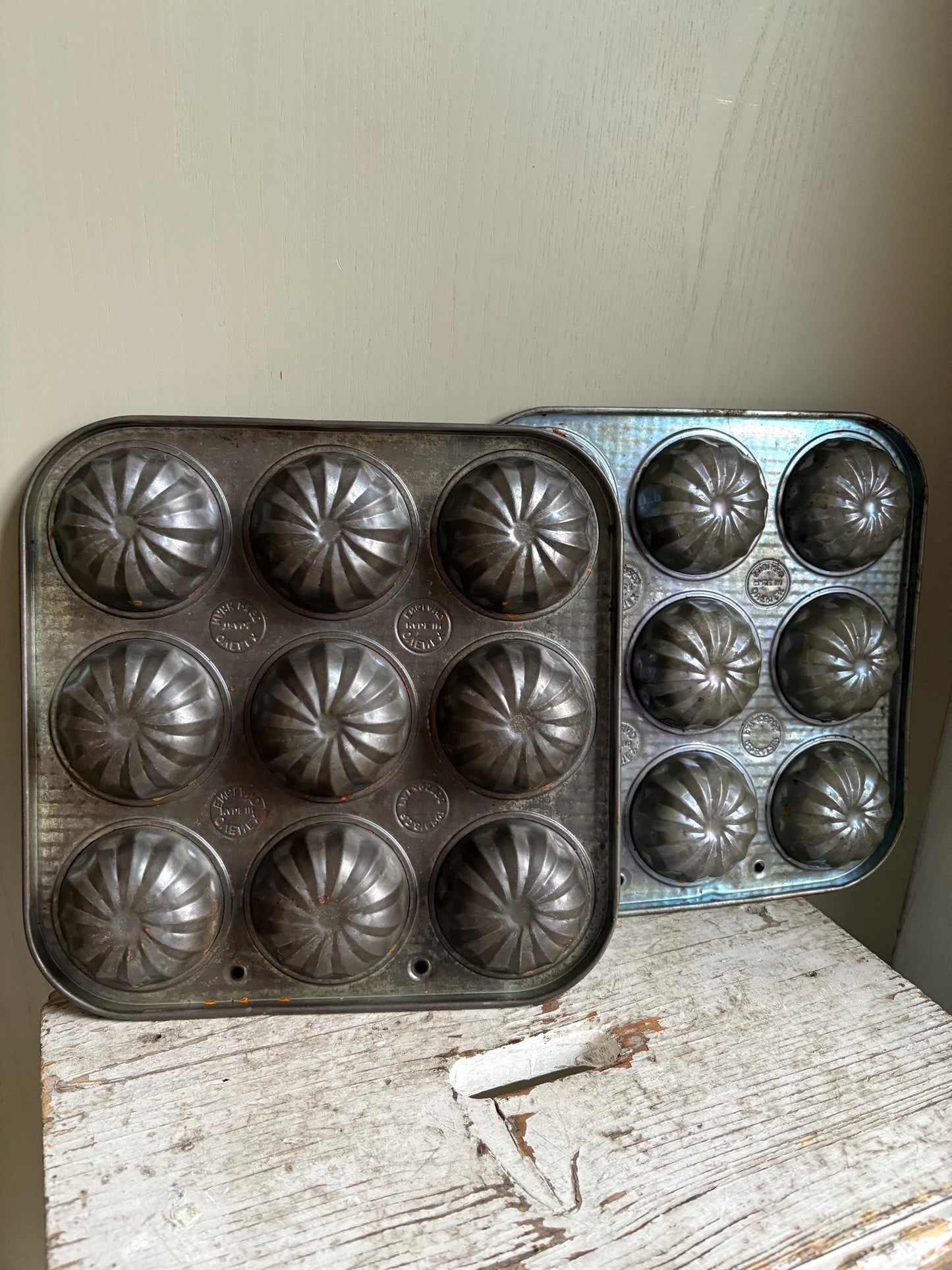 Set of TwoVintage Muffin Tray, Cupcake Tin, Mince pie Tins.