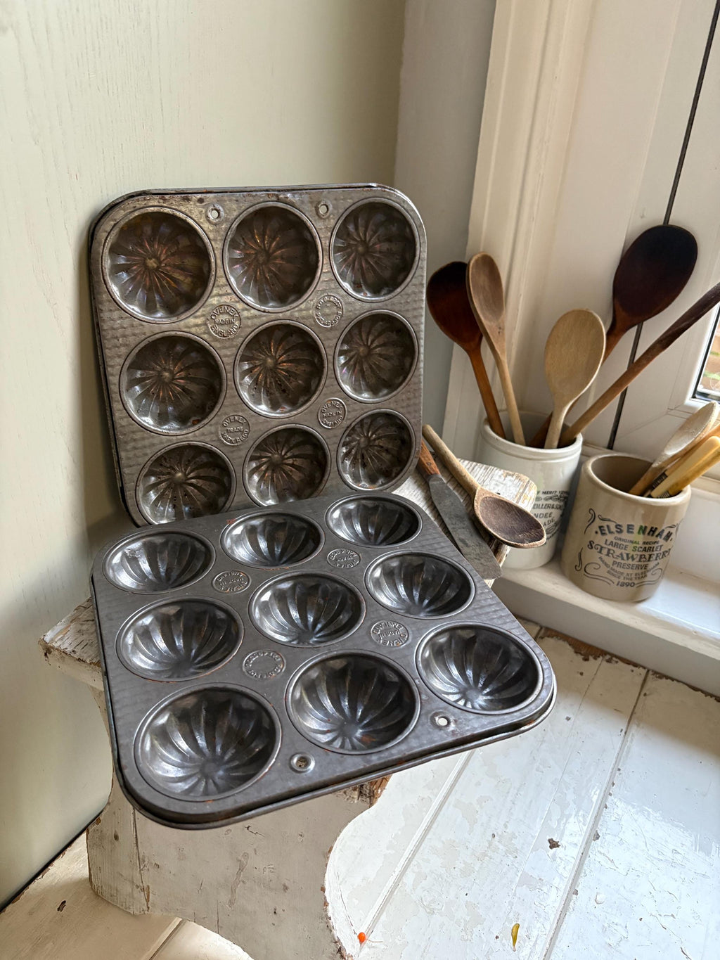 Set of TwoVintage Muffin Tray, Cupcake Tin, Mince pie Tins.