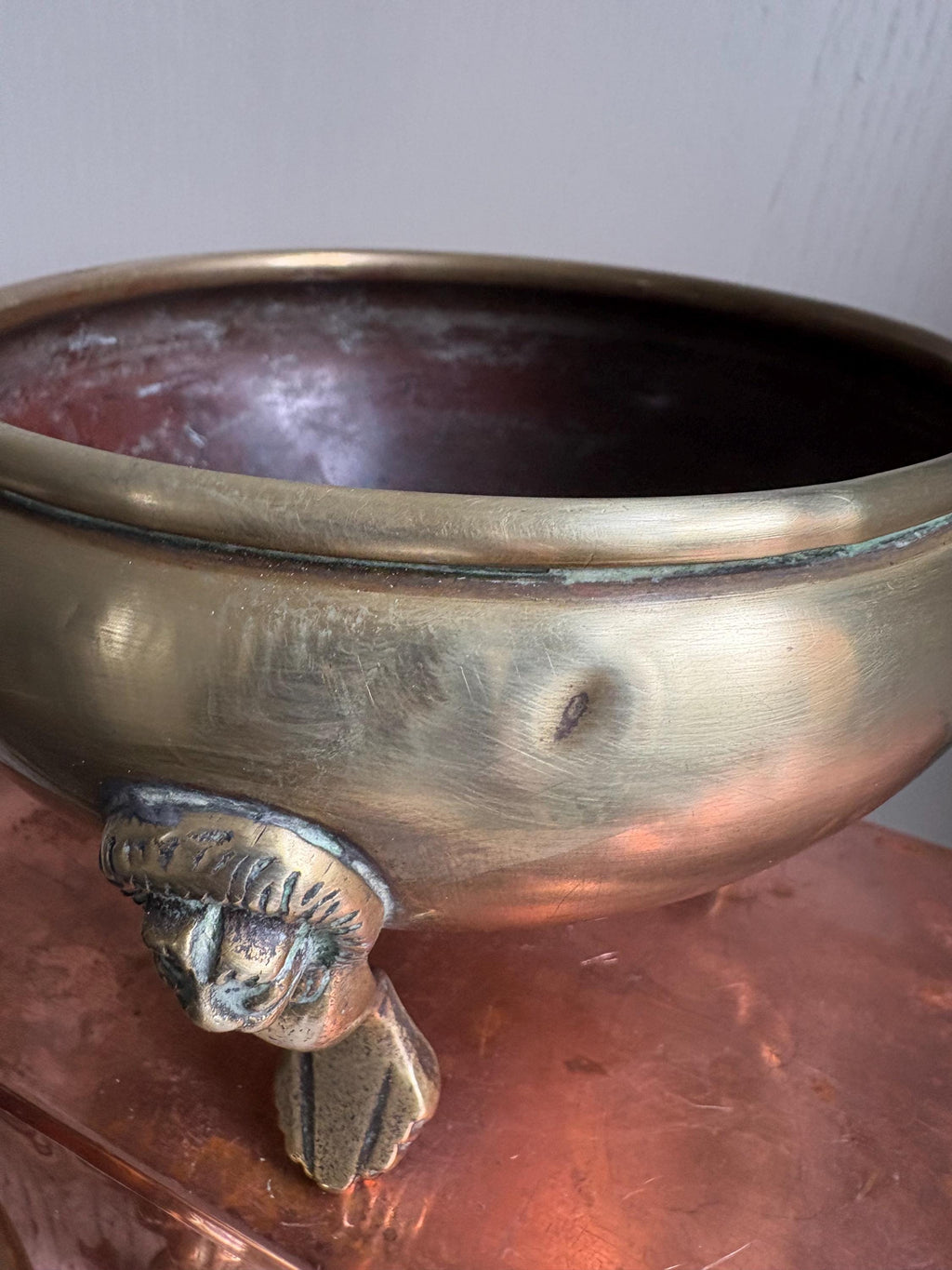 Set of TWO Brass Footed Bowls.