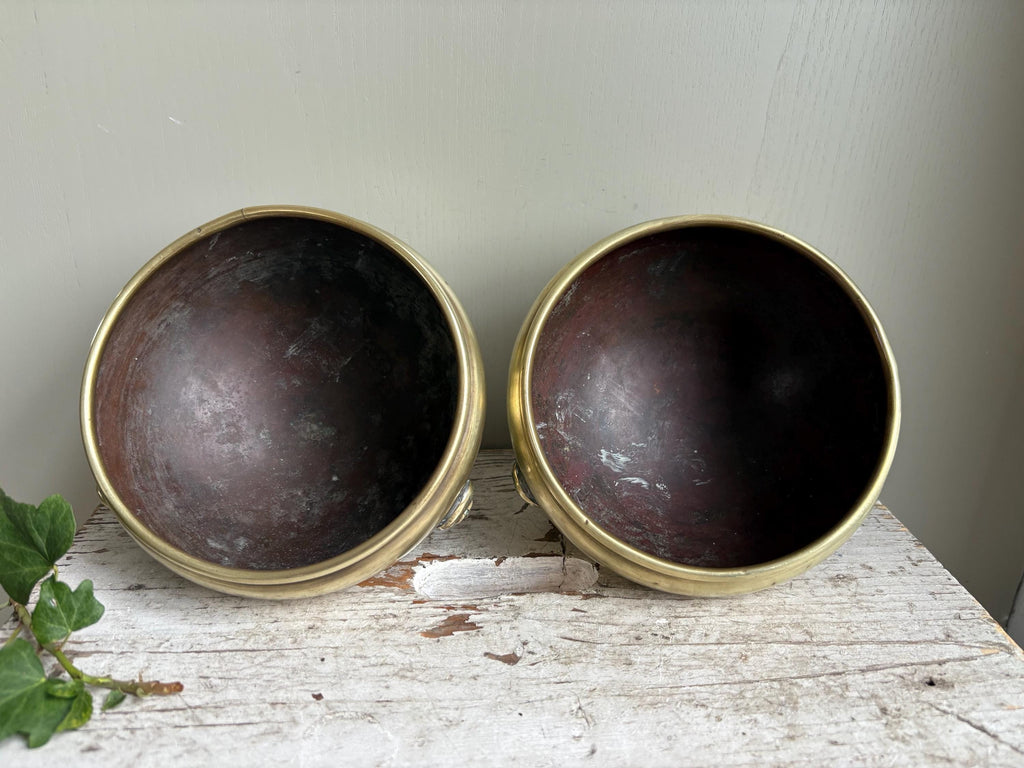 Set of TWO Brass Footed Bowls.