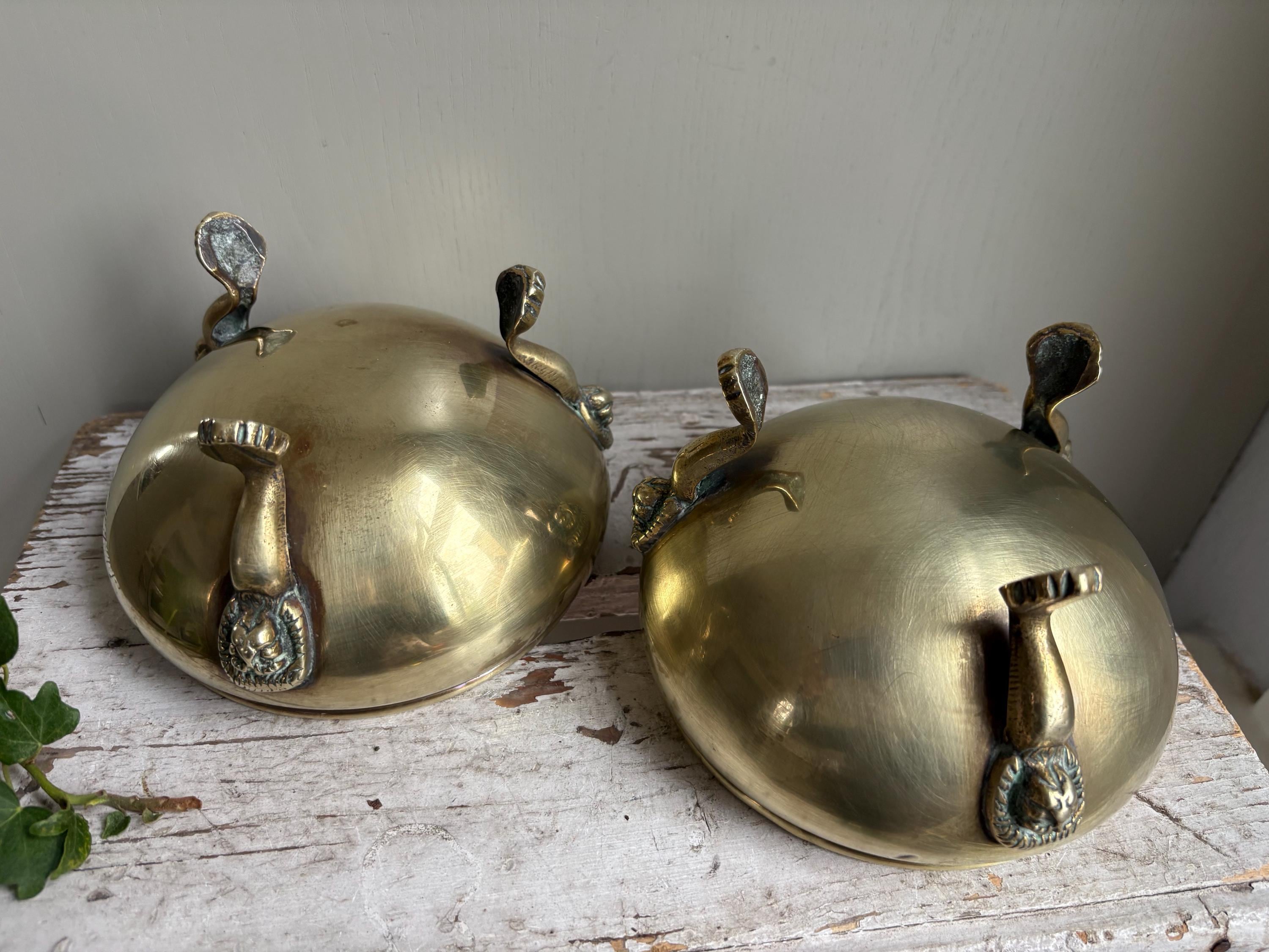 Set of TWO Brass Footed Bowls.