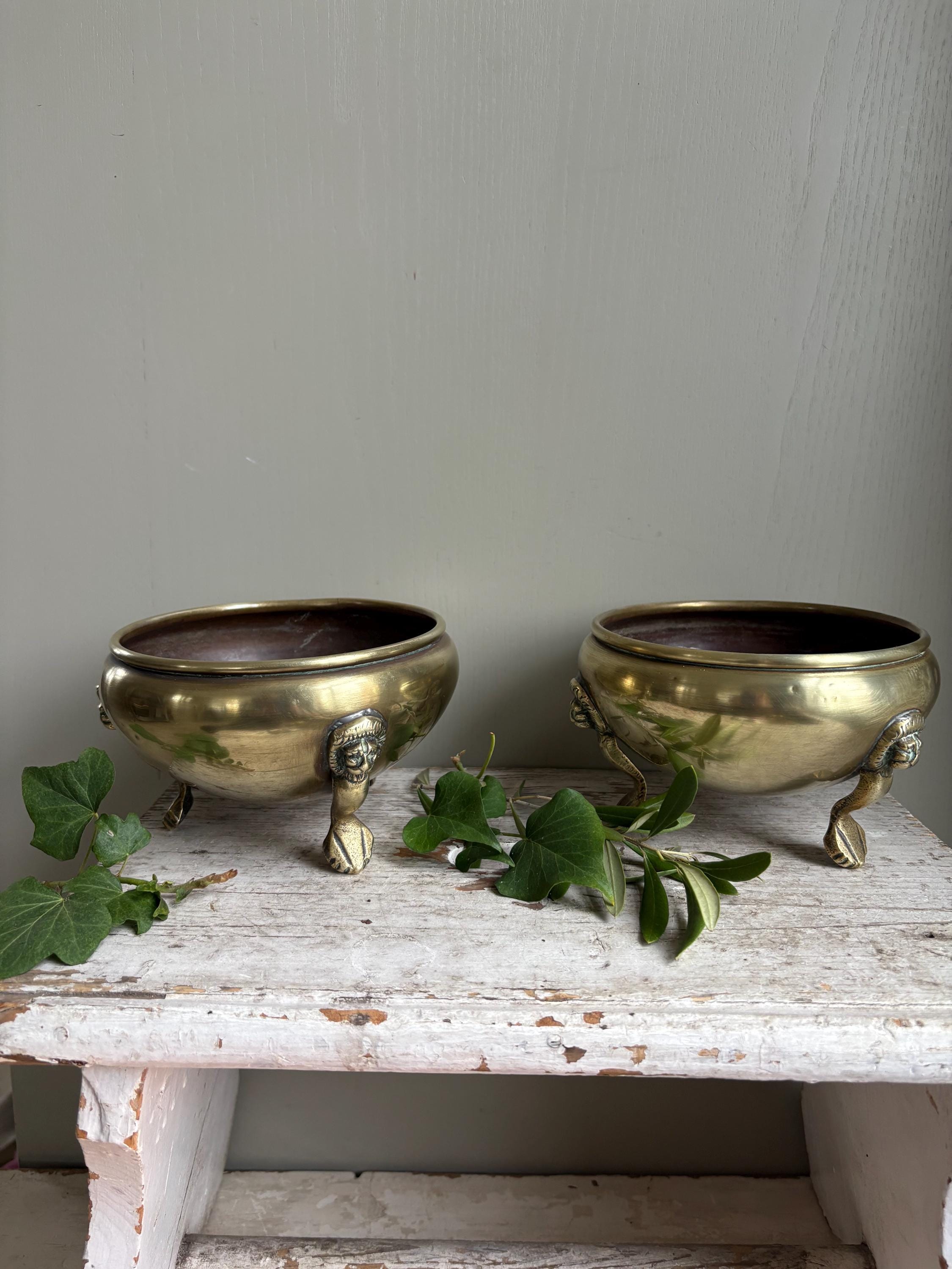 Set of TWO Brass Footed Bowls.