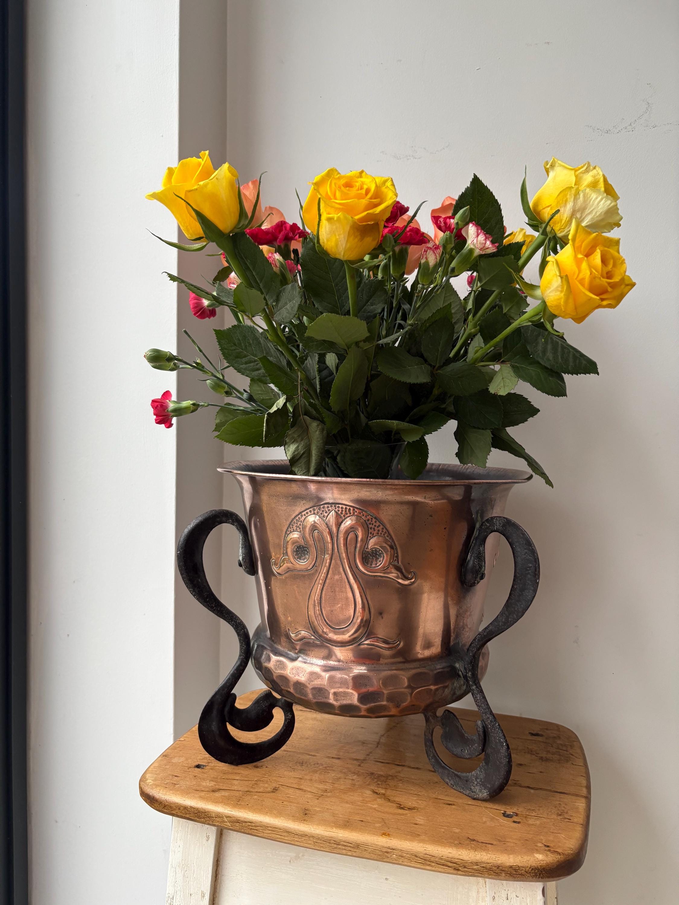 Arts and Crafts Copper Jardinere, Log Bin, Copper Planter.