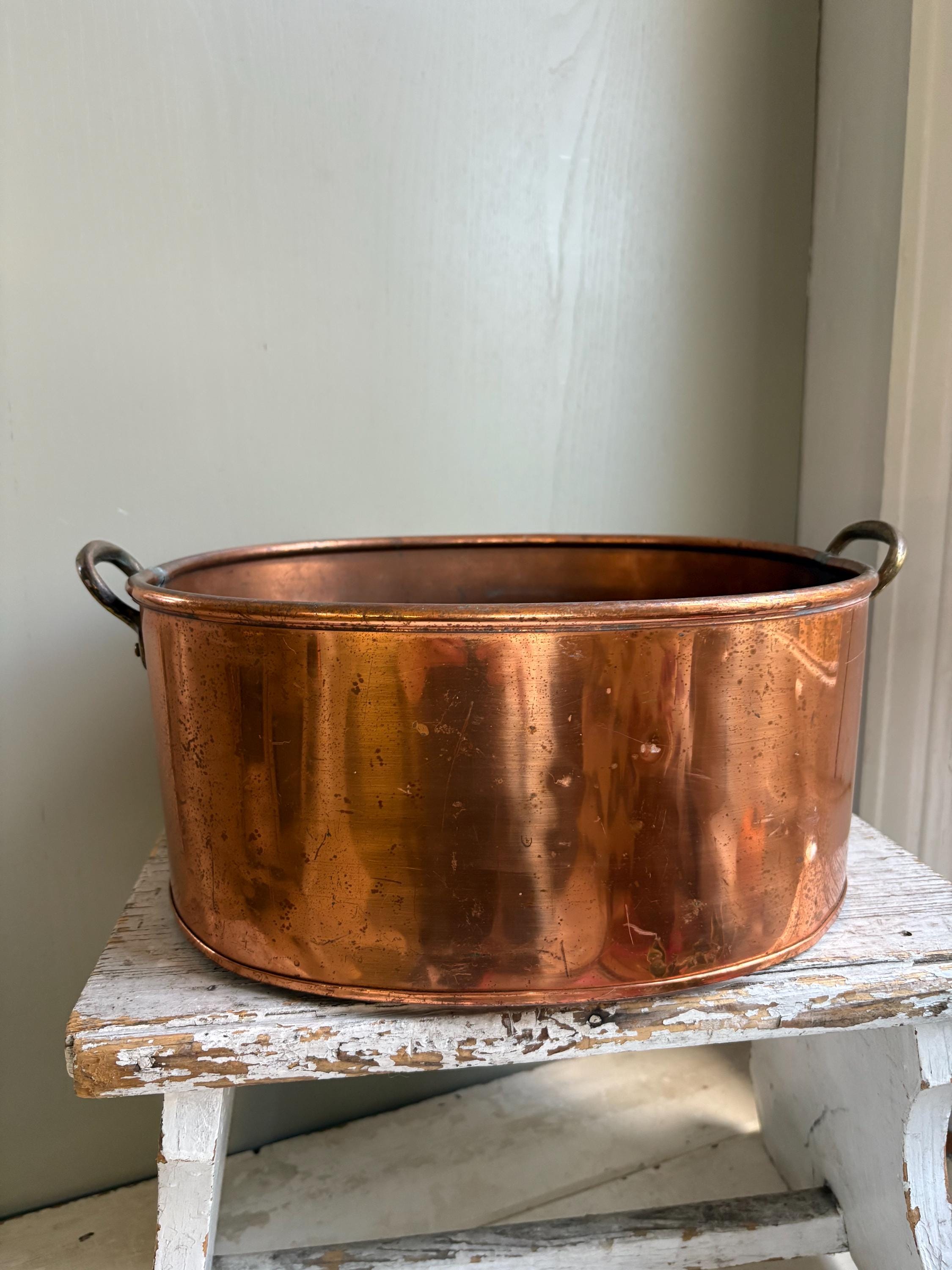Large Oval Copper Planter
