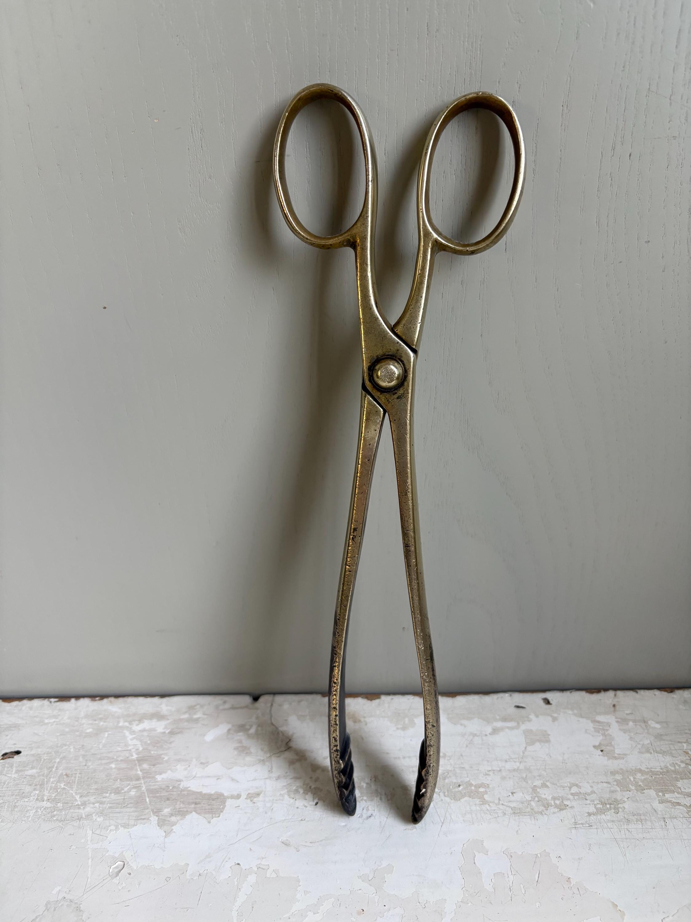 Brass Coal Tongs, Coal Scissors, Fireplace Accessories