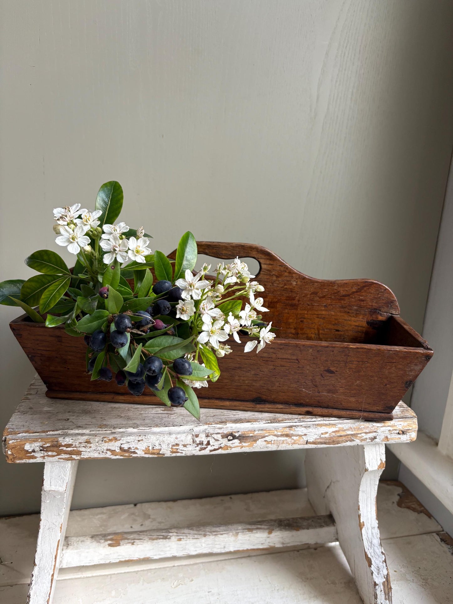 Antique Wooden Cutlery tray, Housemaids Trug,Wooden Trug.