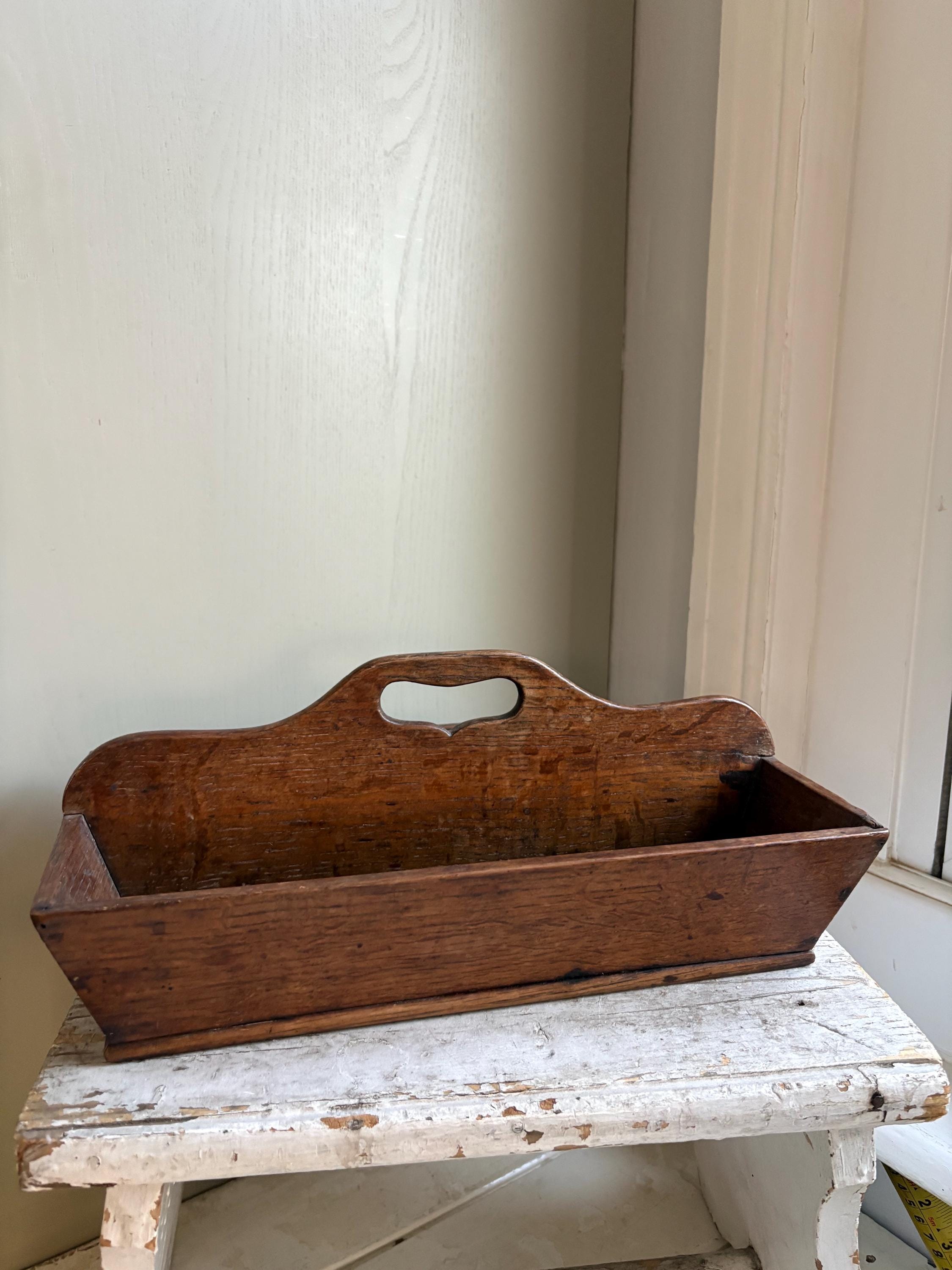 Antique Wooden Cutlery tray, Housemaids Trug,Wooden Trug.